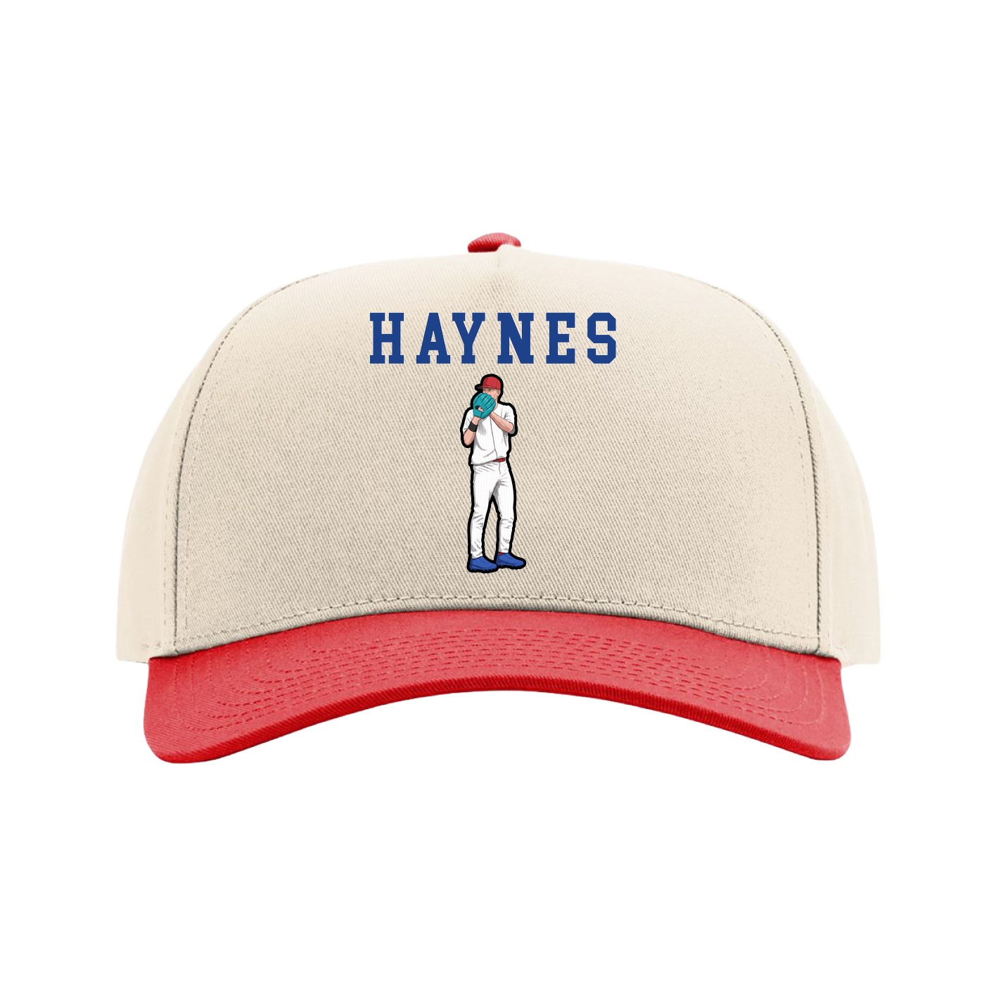 Full Fabric Five-Panel Champ Cap — Shirsey in Cream/Red