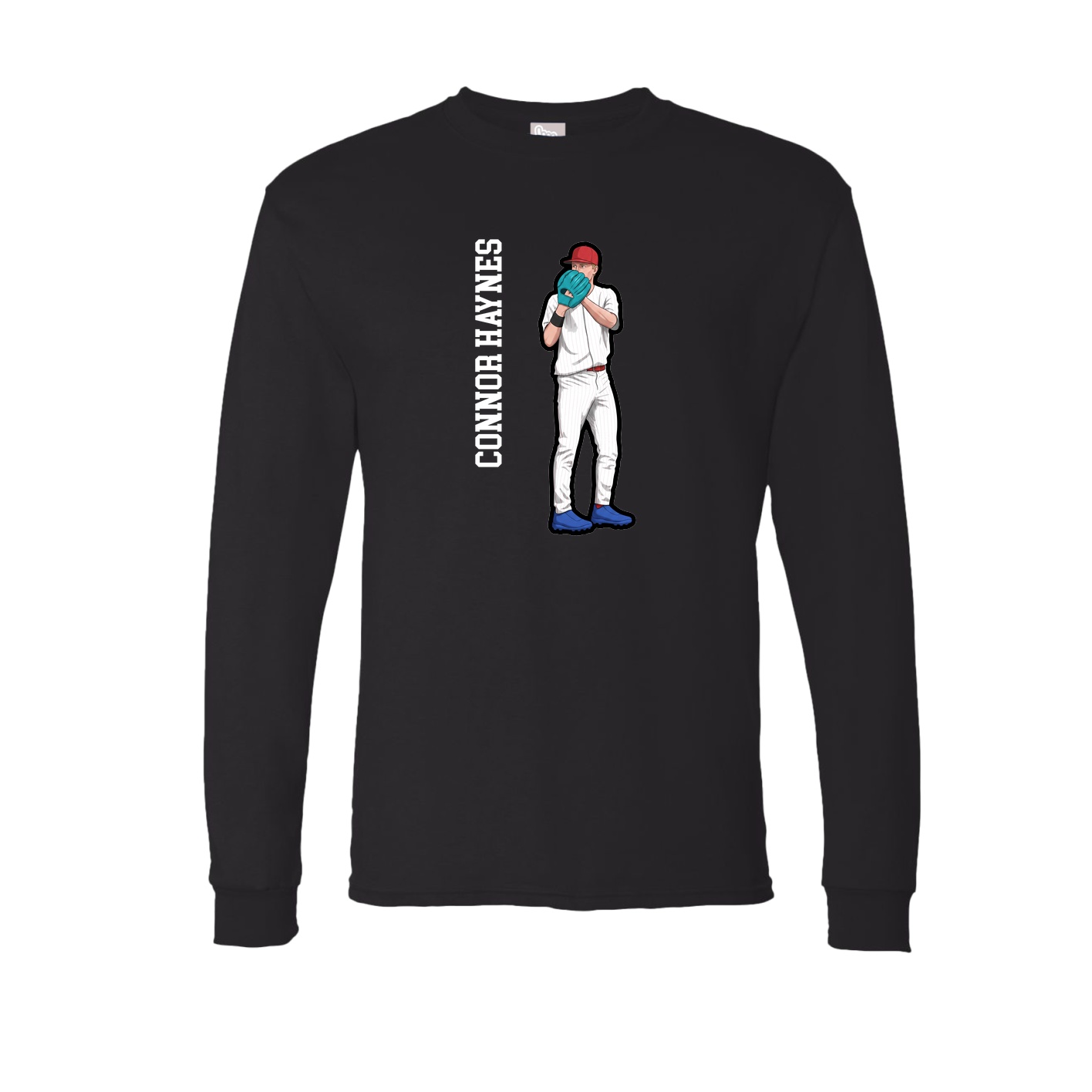 Long Sleeve Tee — Name Vertical in Black