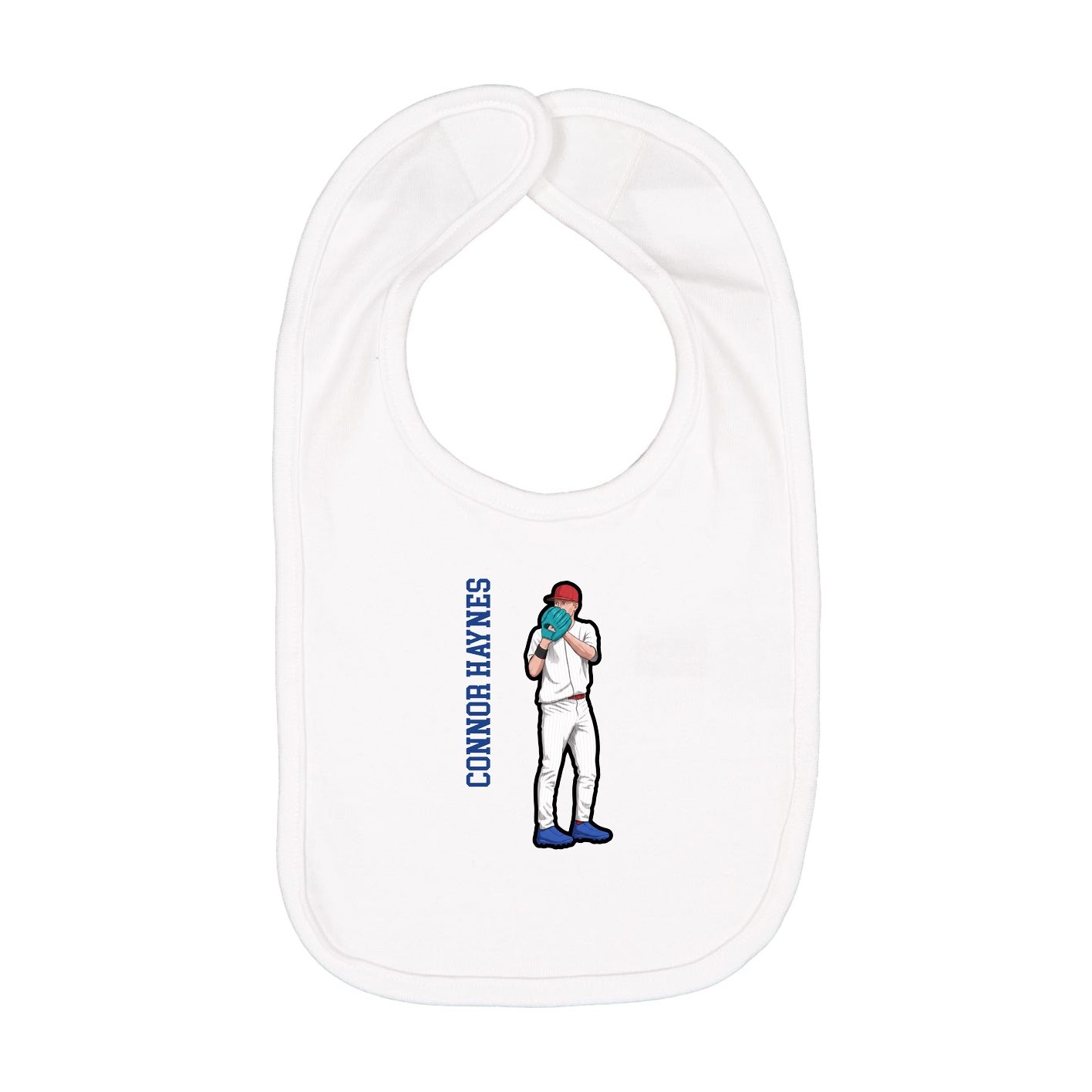 Infant Bib — Name Vertical in White