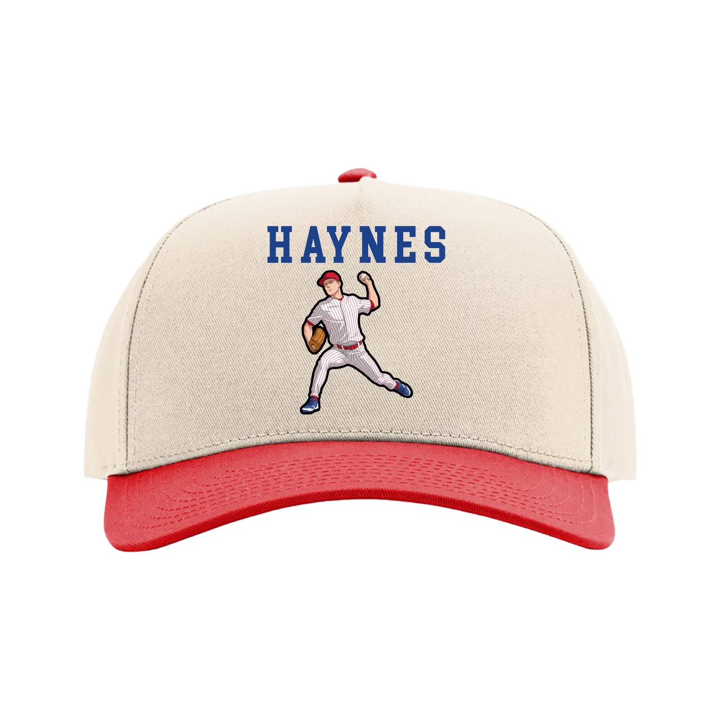Full Fabric Five-Panel Champ Cap — Shirsey in Cream/Red