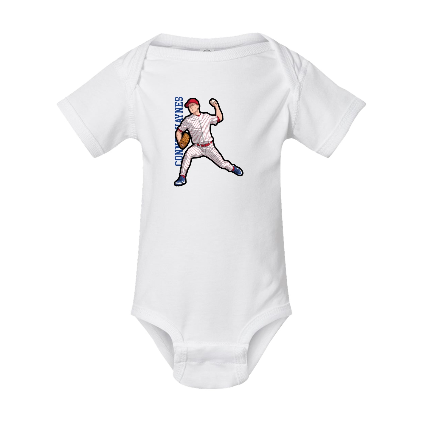 Baby Onesie — Name Vertical in White