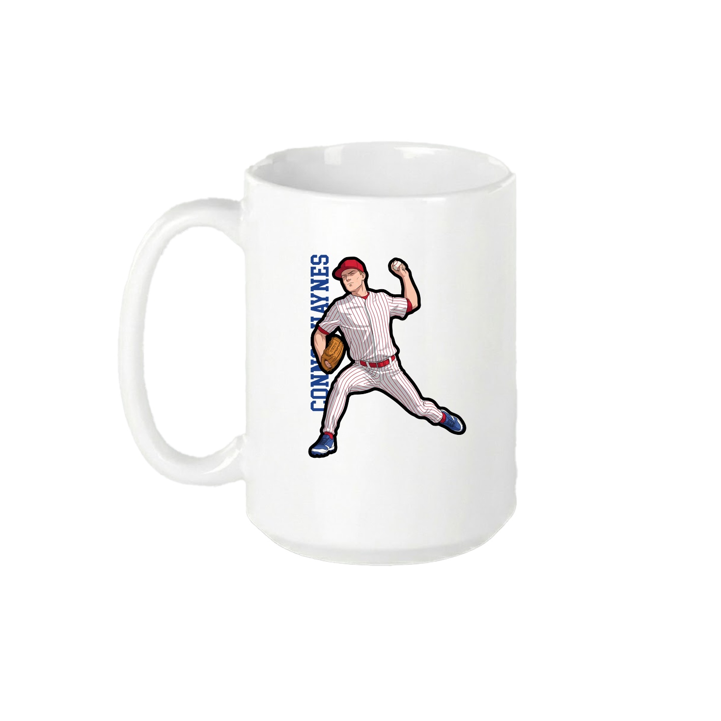15oz Coffee Mug — Name Vertical in White