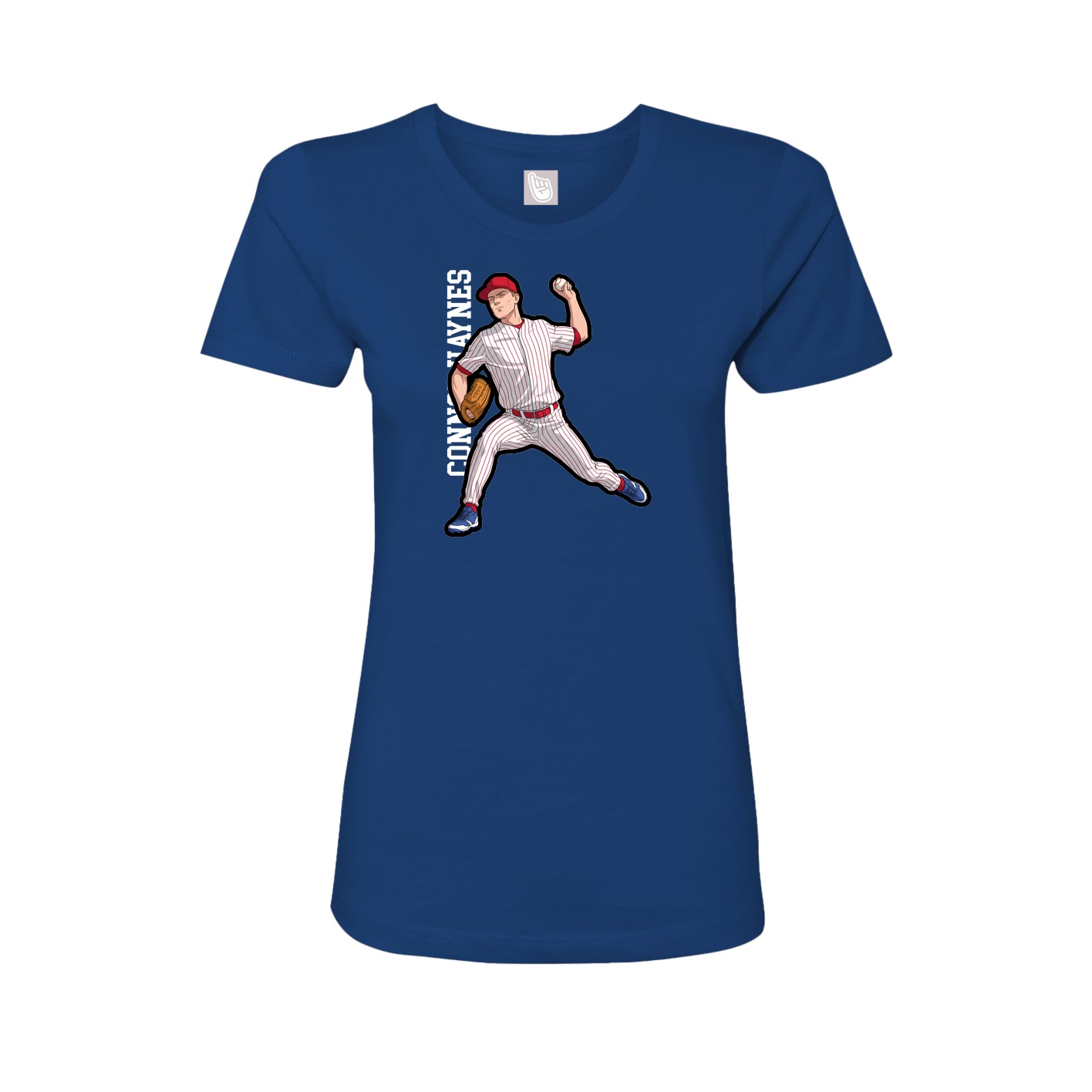 Fitted Women's Tee — Name Vertical in Royal