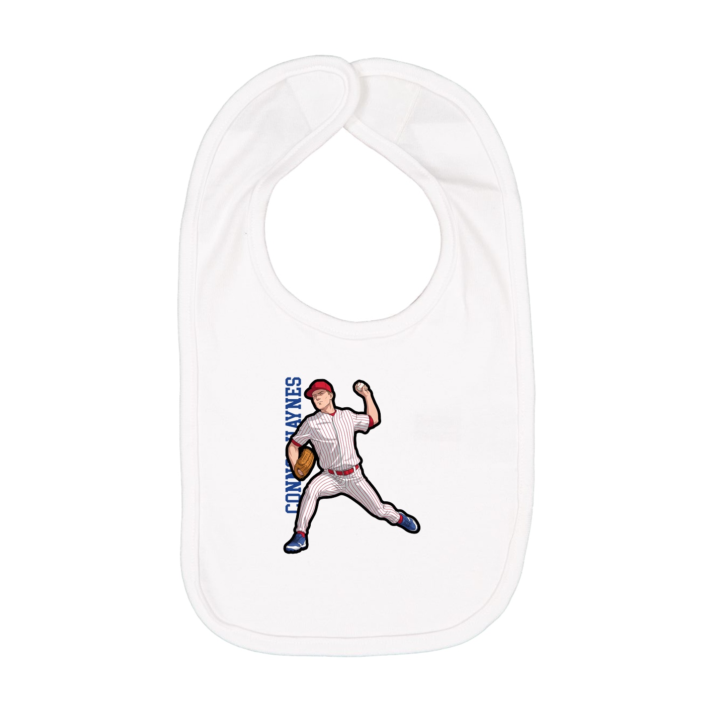Infant Bib — Name Vertical in White
