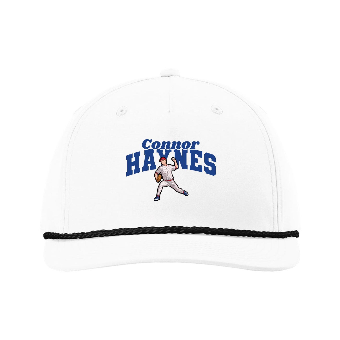 Five-Panel Classic Rope Cap — Signature Arch in White