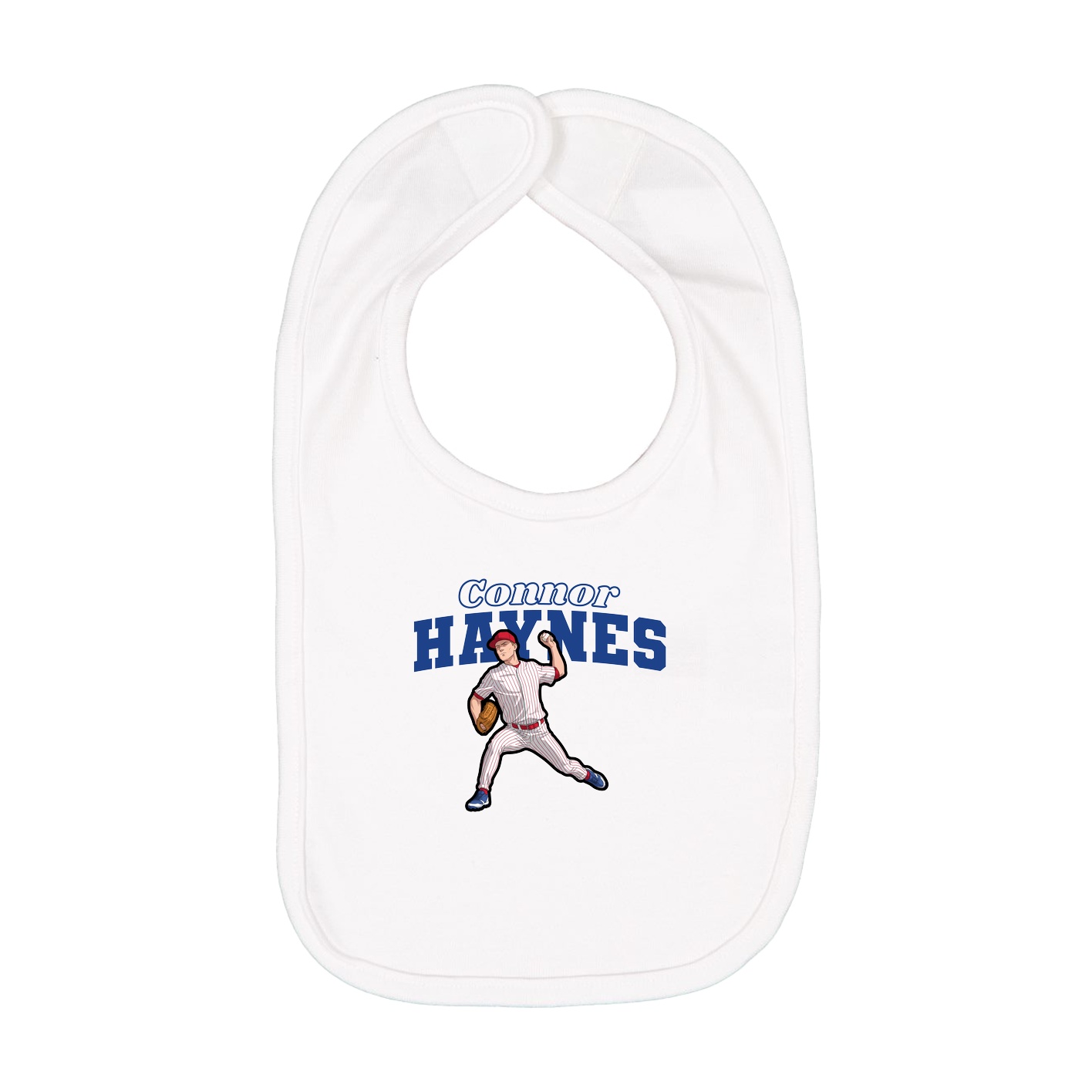 Infant Bib — Name Arch in White