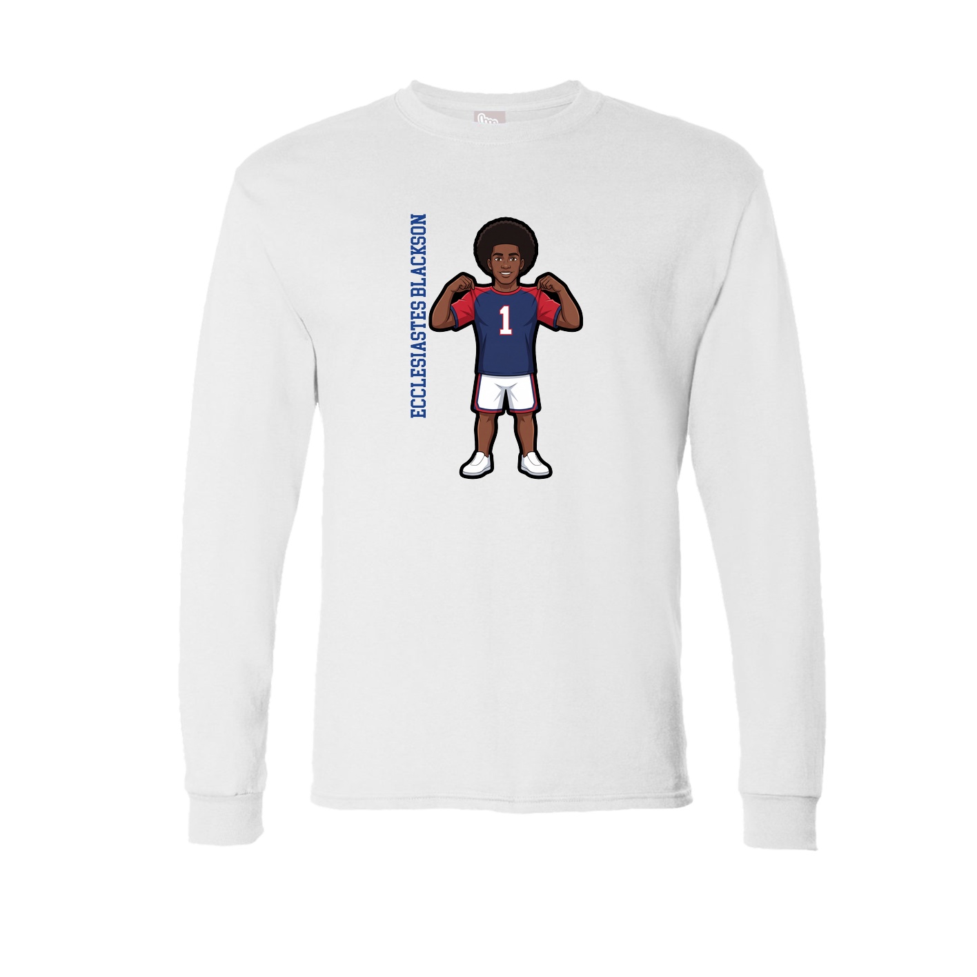 Long Sleeve Tee — Name Vertical in White