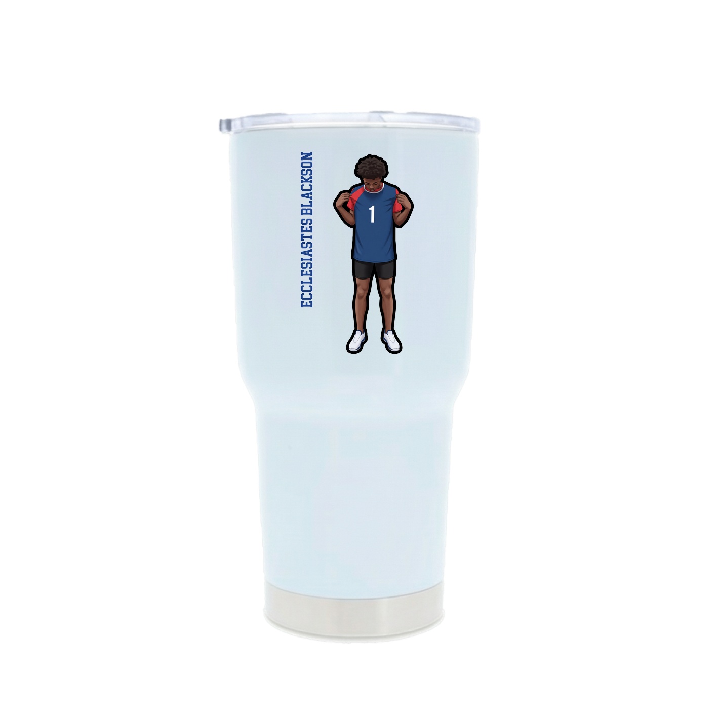 30oz Stainless Steel Tumbler — Name Vertical in White