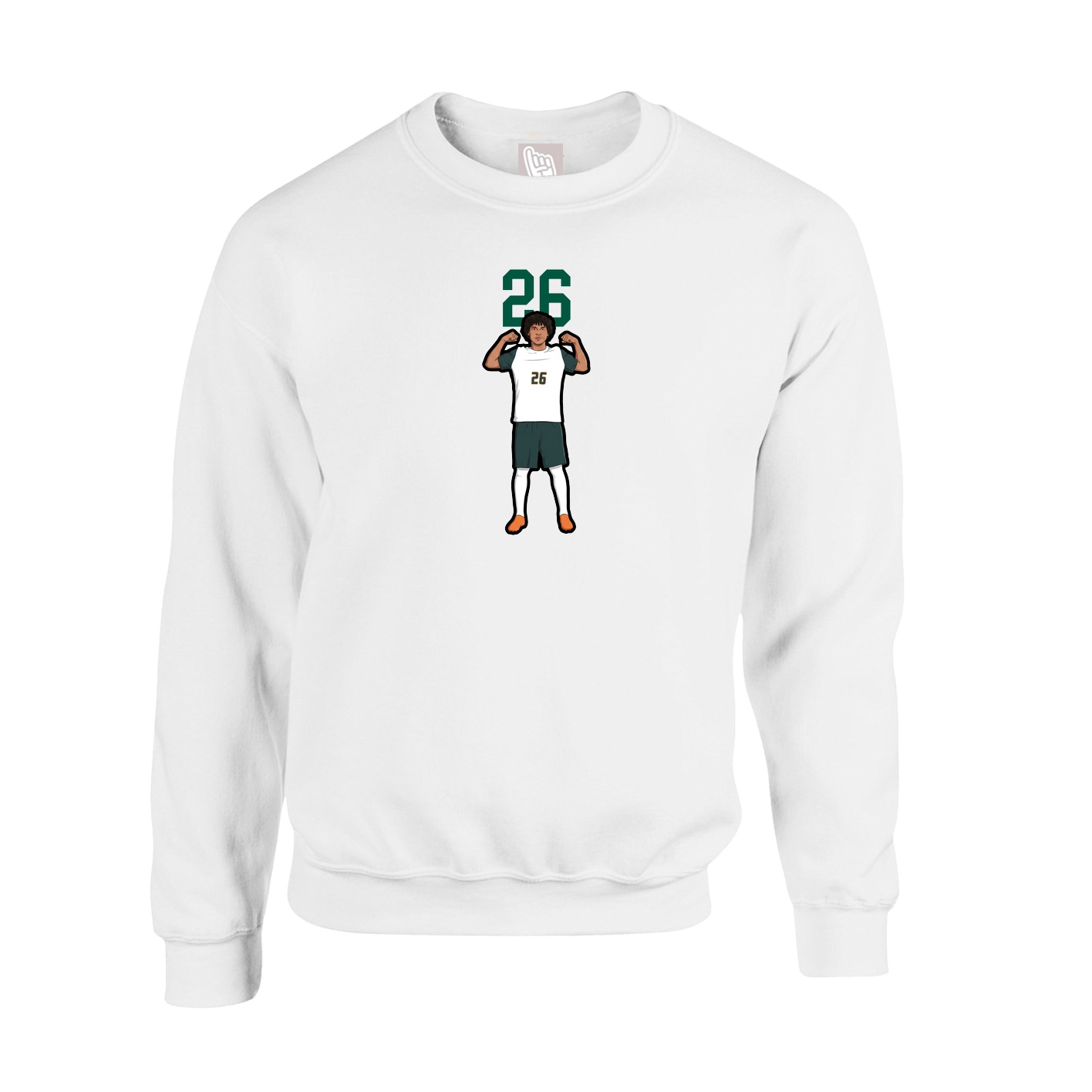 Fleece Crew — Number Top in White
