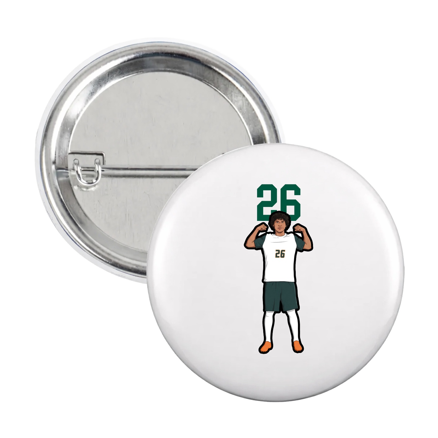 Game Day Button — Number Top in White