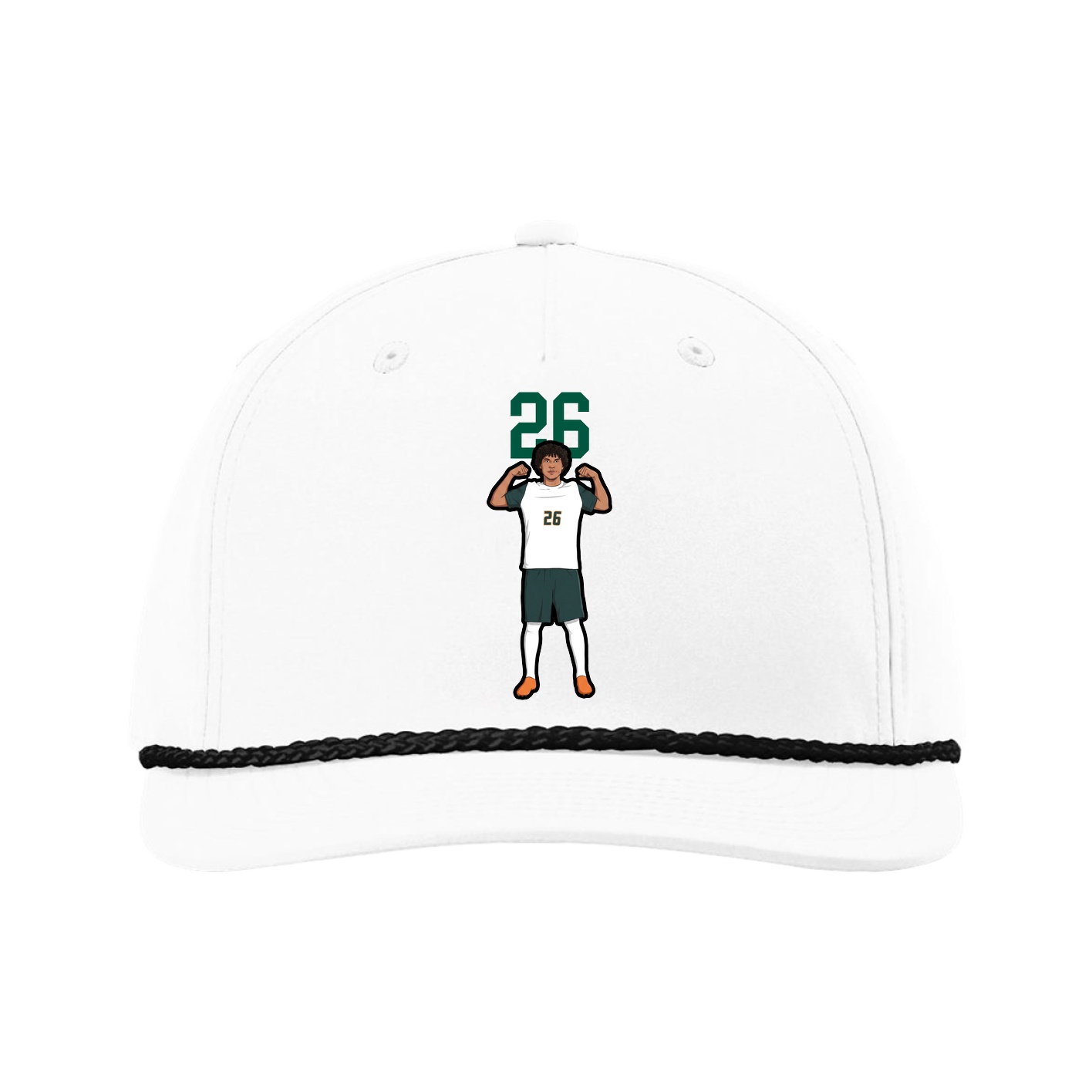 Five-Panel Classic Rope Cap — Number Top in White