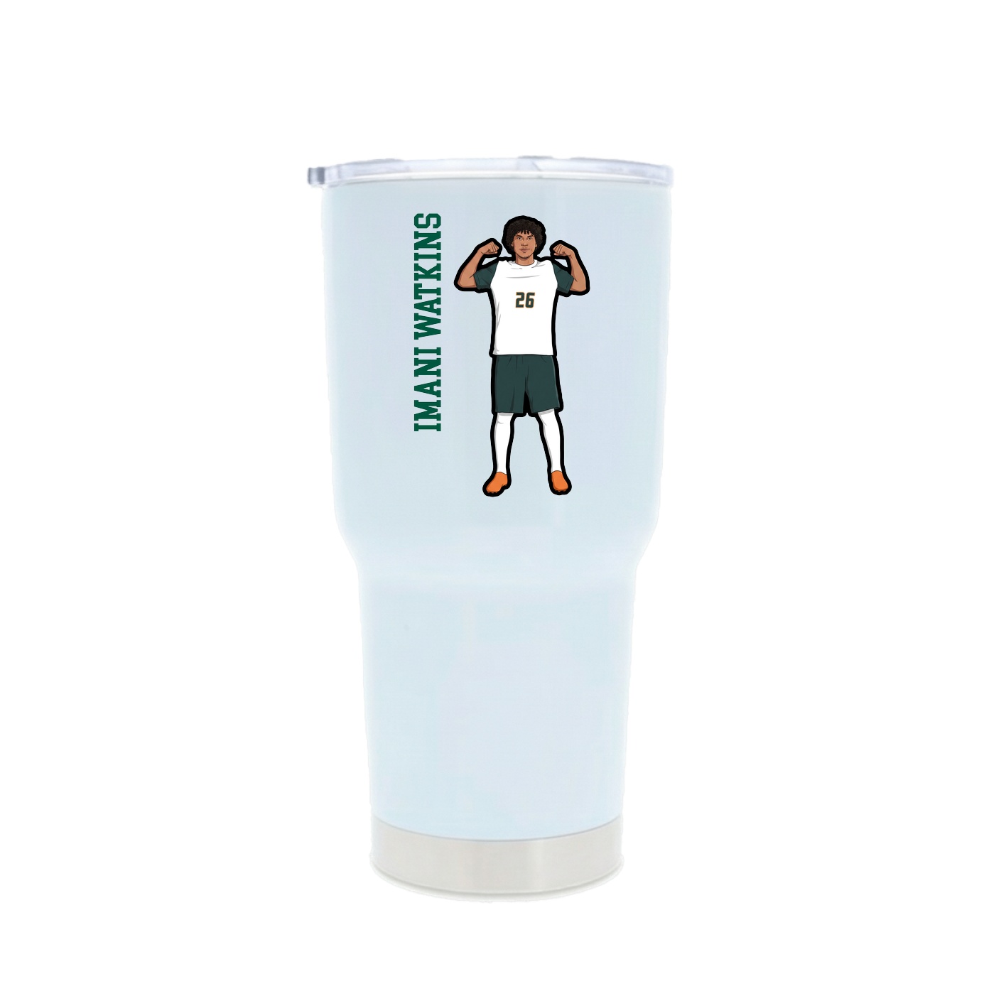 30oz Stainless Steel Tumbler — Name Vertical in White