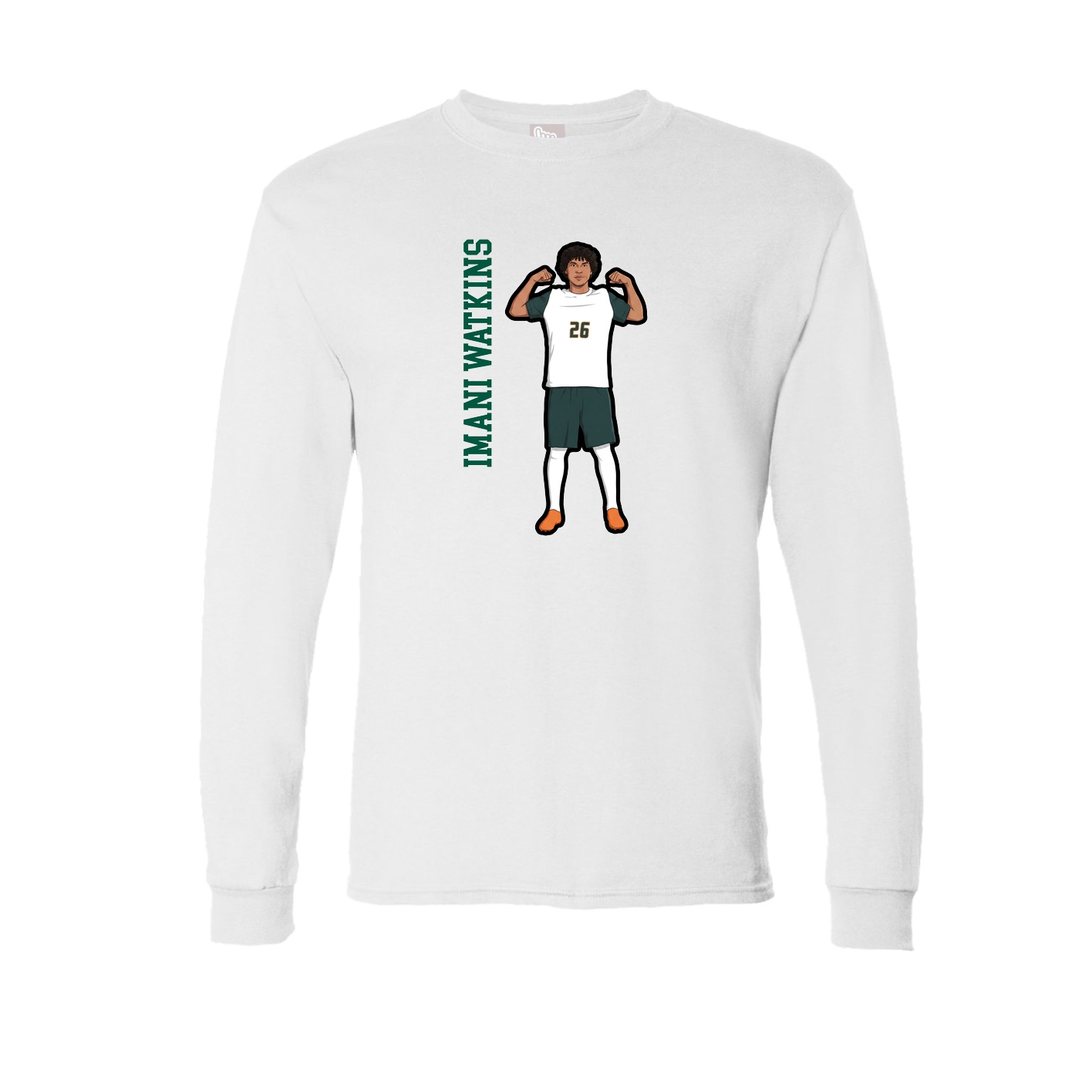 Long Sleeve Tee — Name Vertical in White