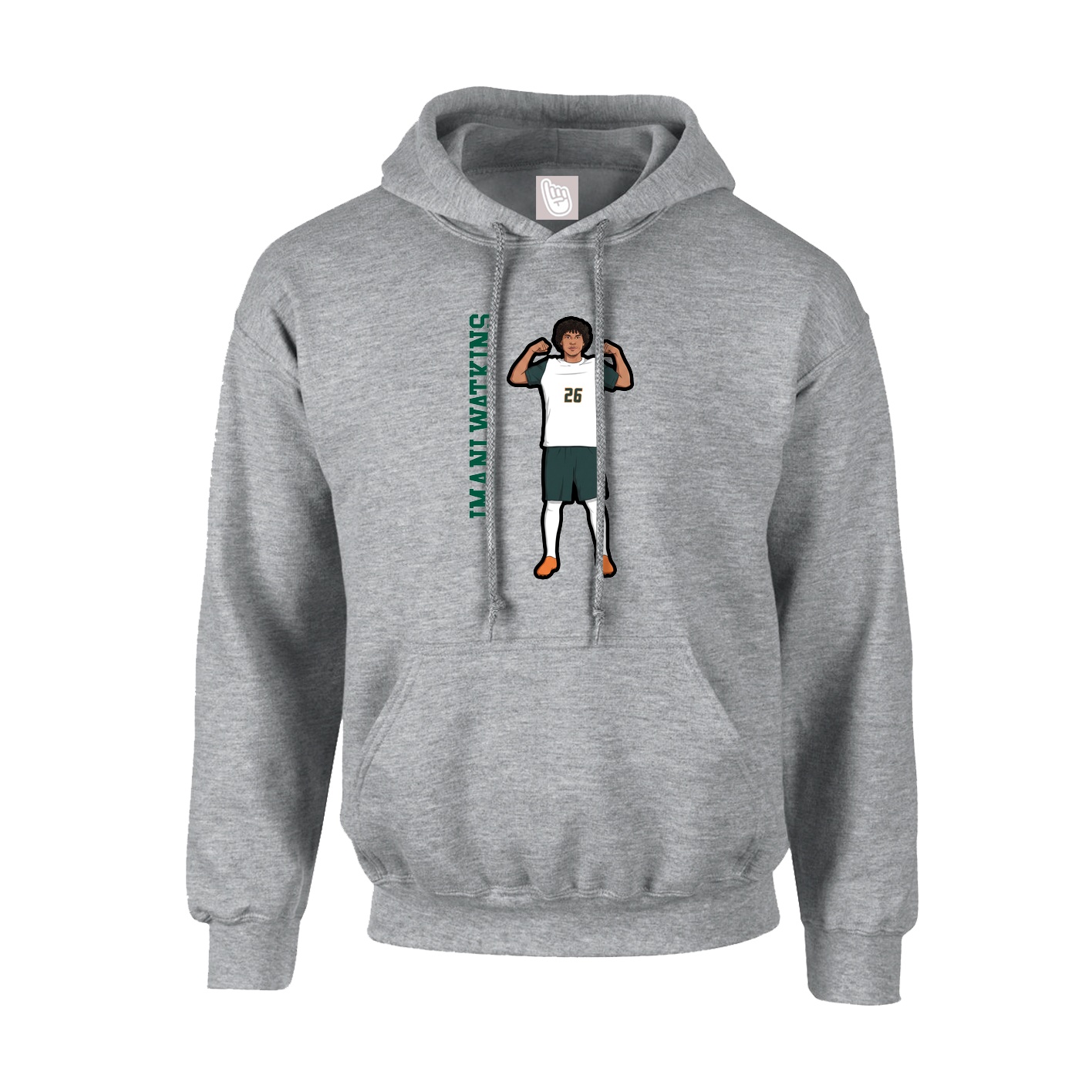 Youth Hoodie — Name Vertical in Grey