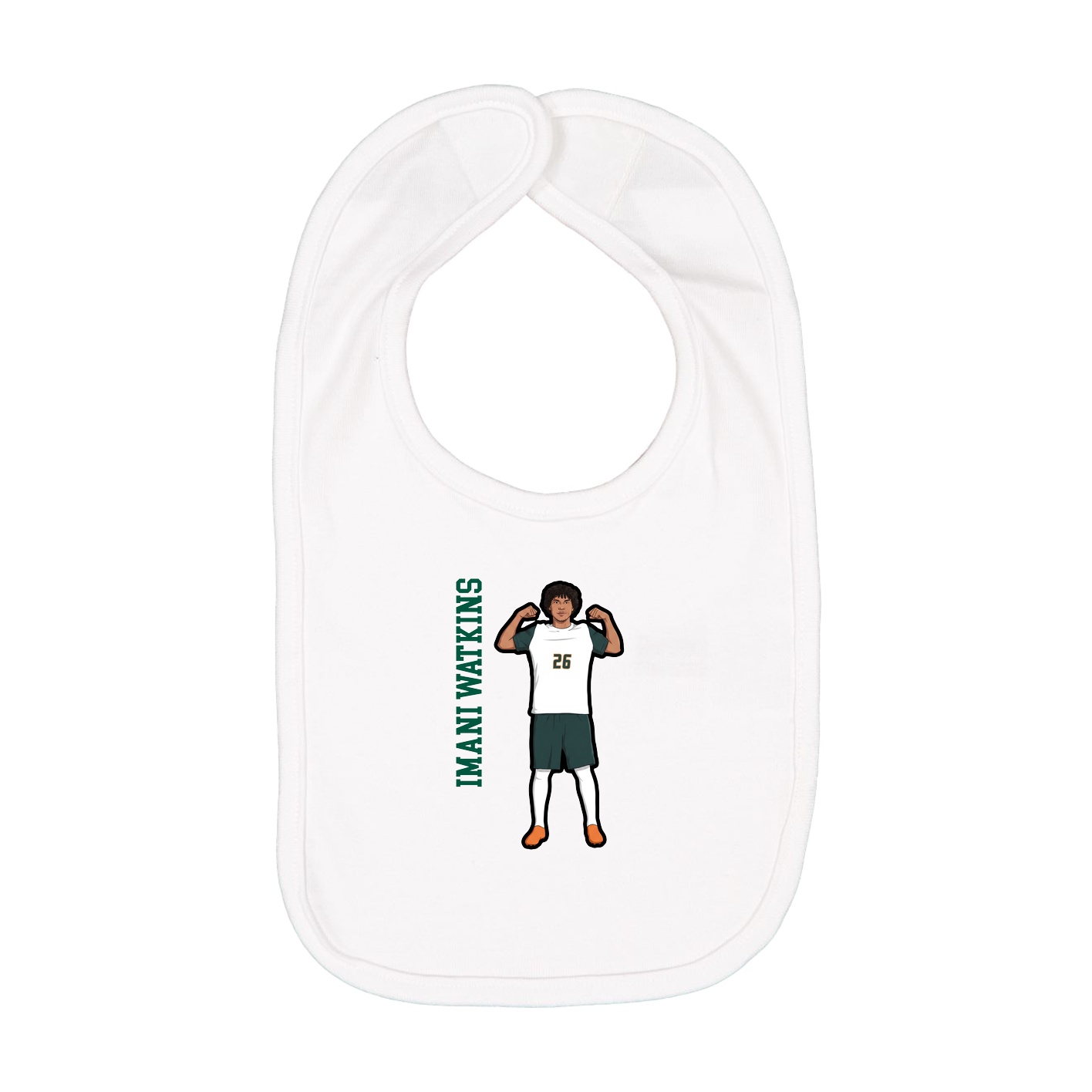 Infant Bib — Name Vertical in White