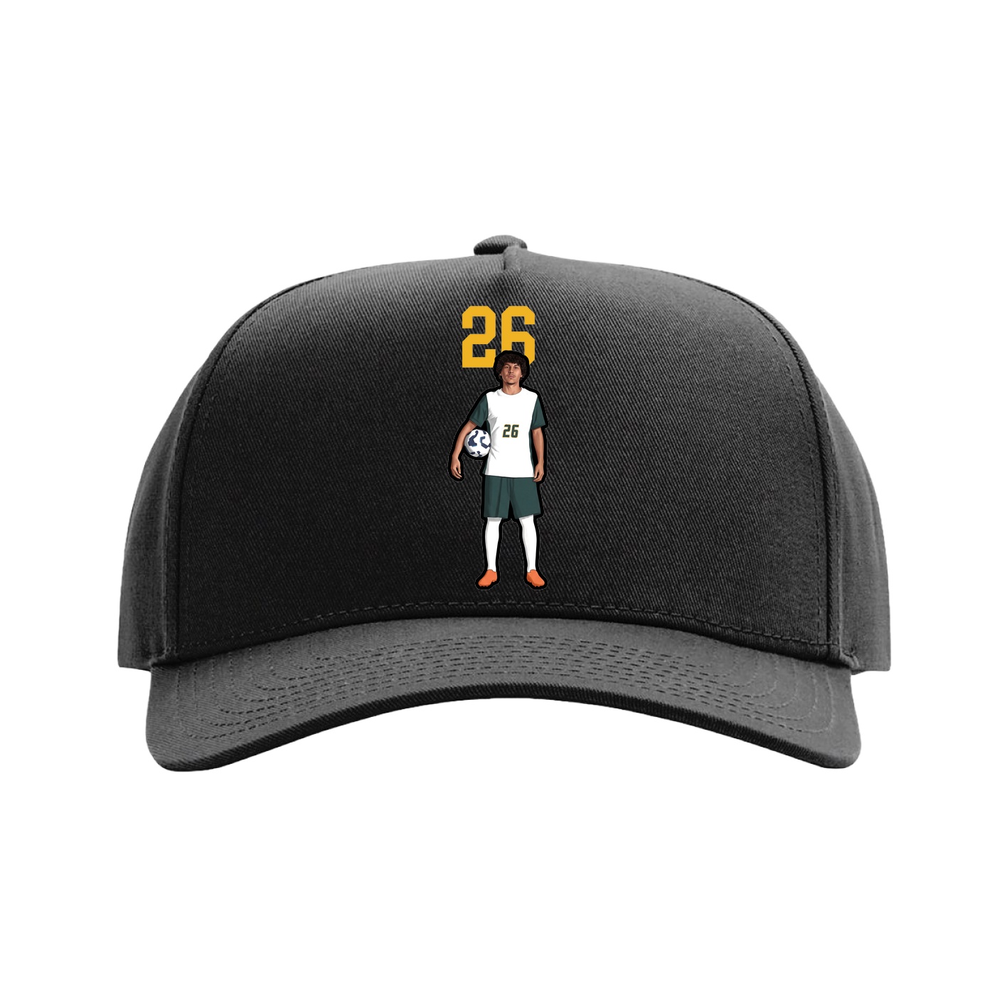 Full Fabric Five-Panel Champ Cap — Number Top in Black