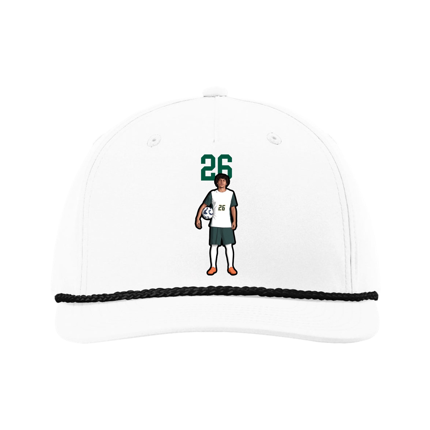 Five-Panel Classic Rope Cap — Number Top in White