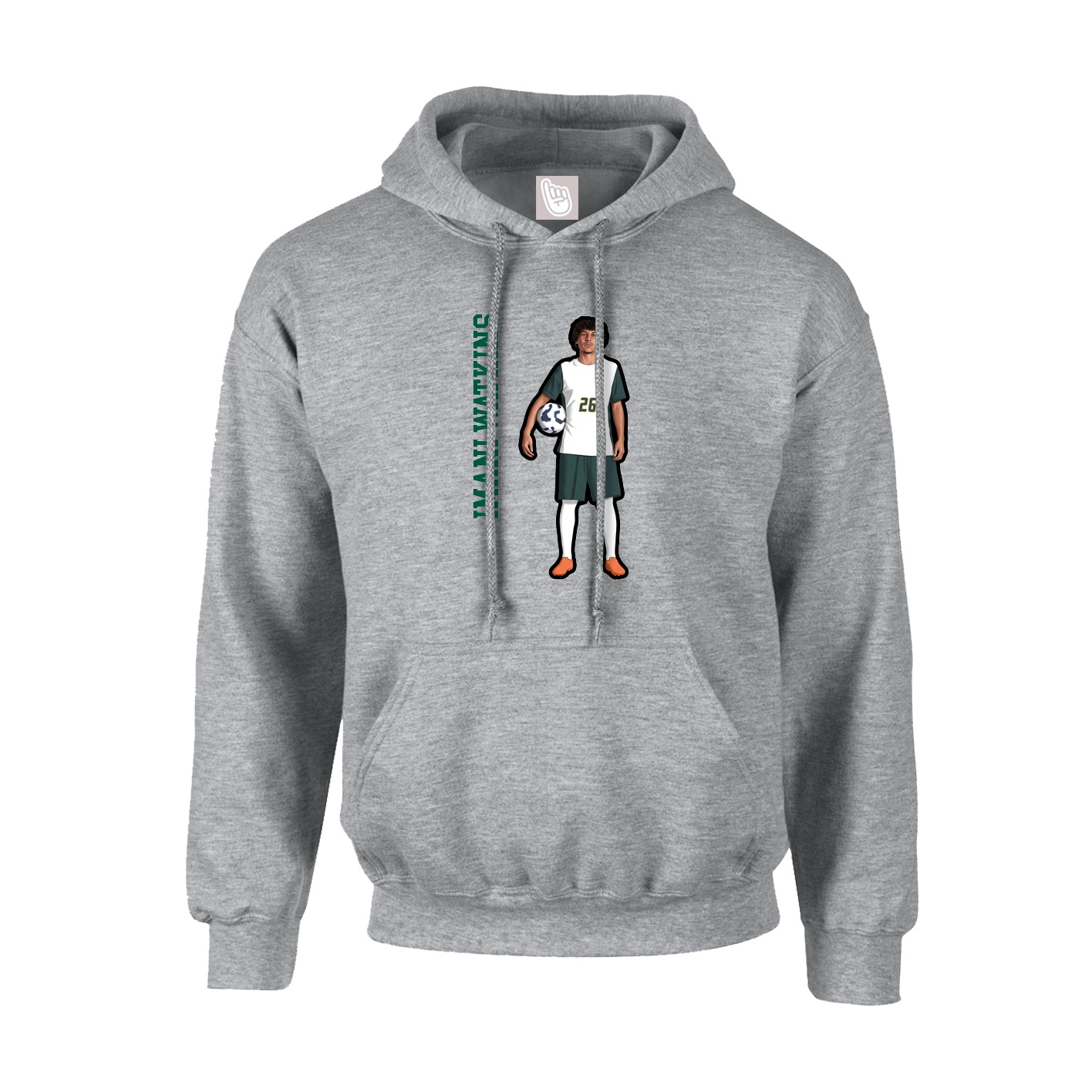 Youth Hoodie — Name Vertical in Grey