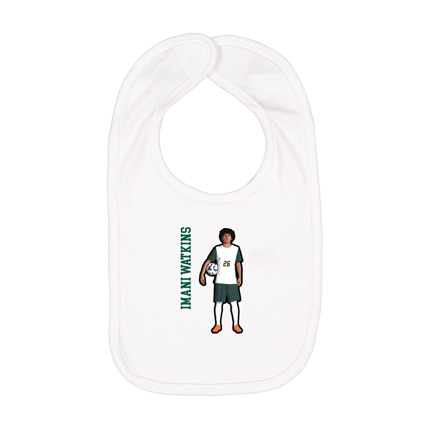 Infant Bib — Name Vertical in White