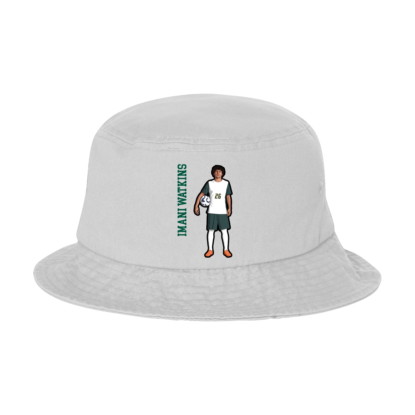 Bucket Cap — Name Vertical in White