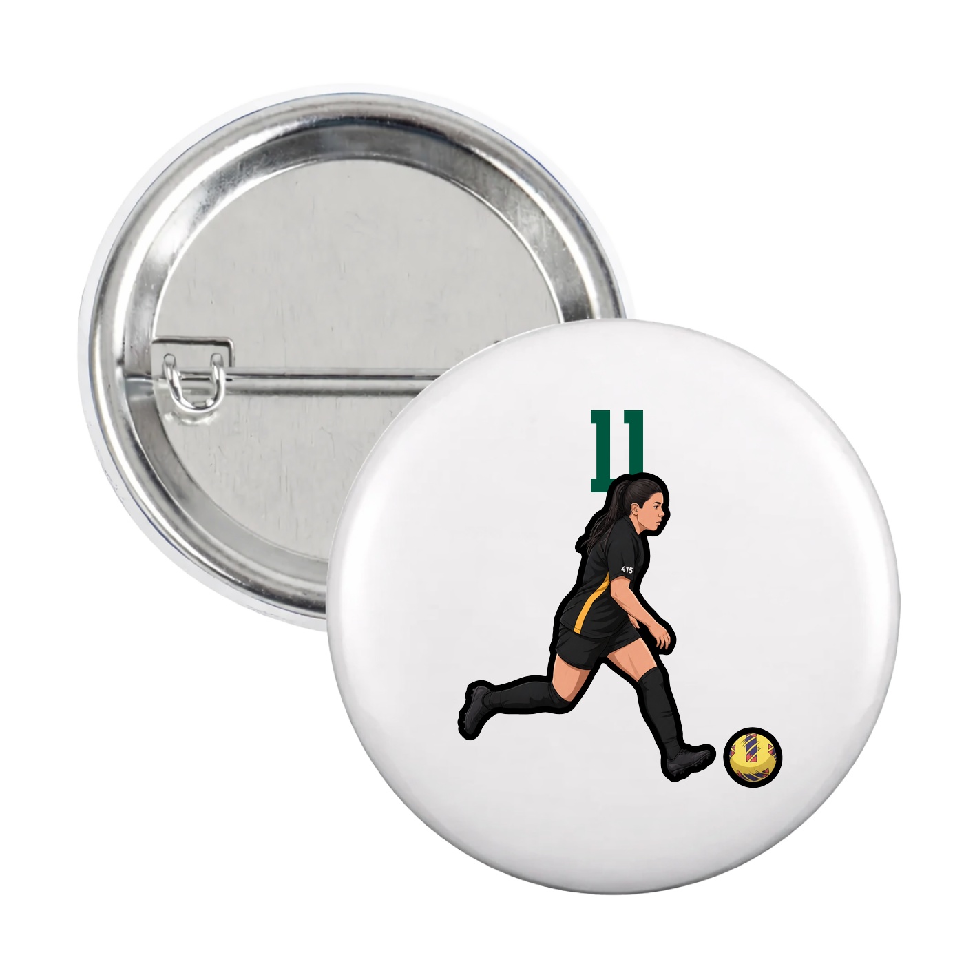 Game Day Button — Number Top in White