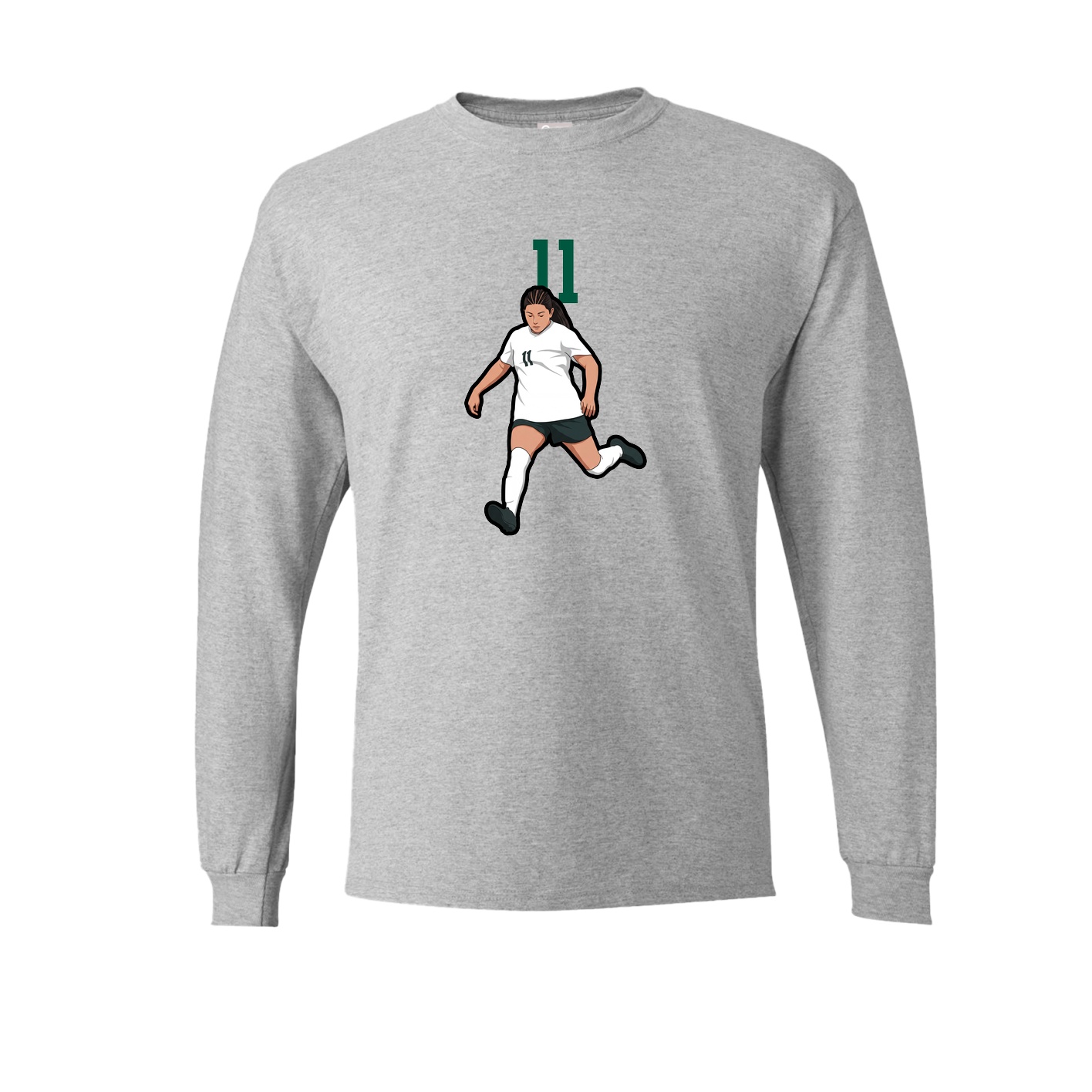 Long Sleeve Tee — Number Top in Grey