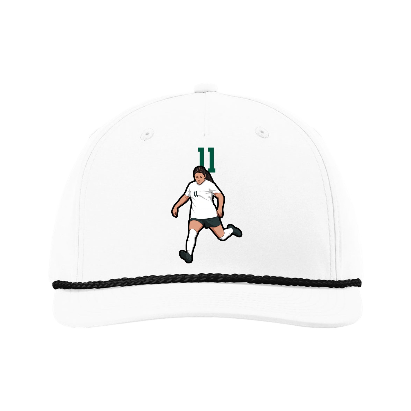 Five-Panel Classic Rope Cap — Number Top in White