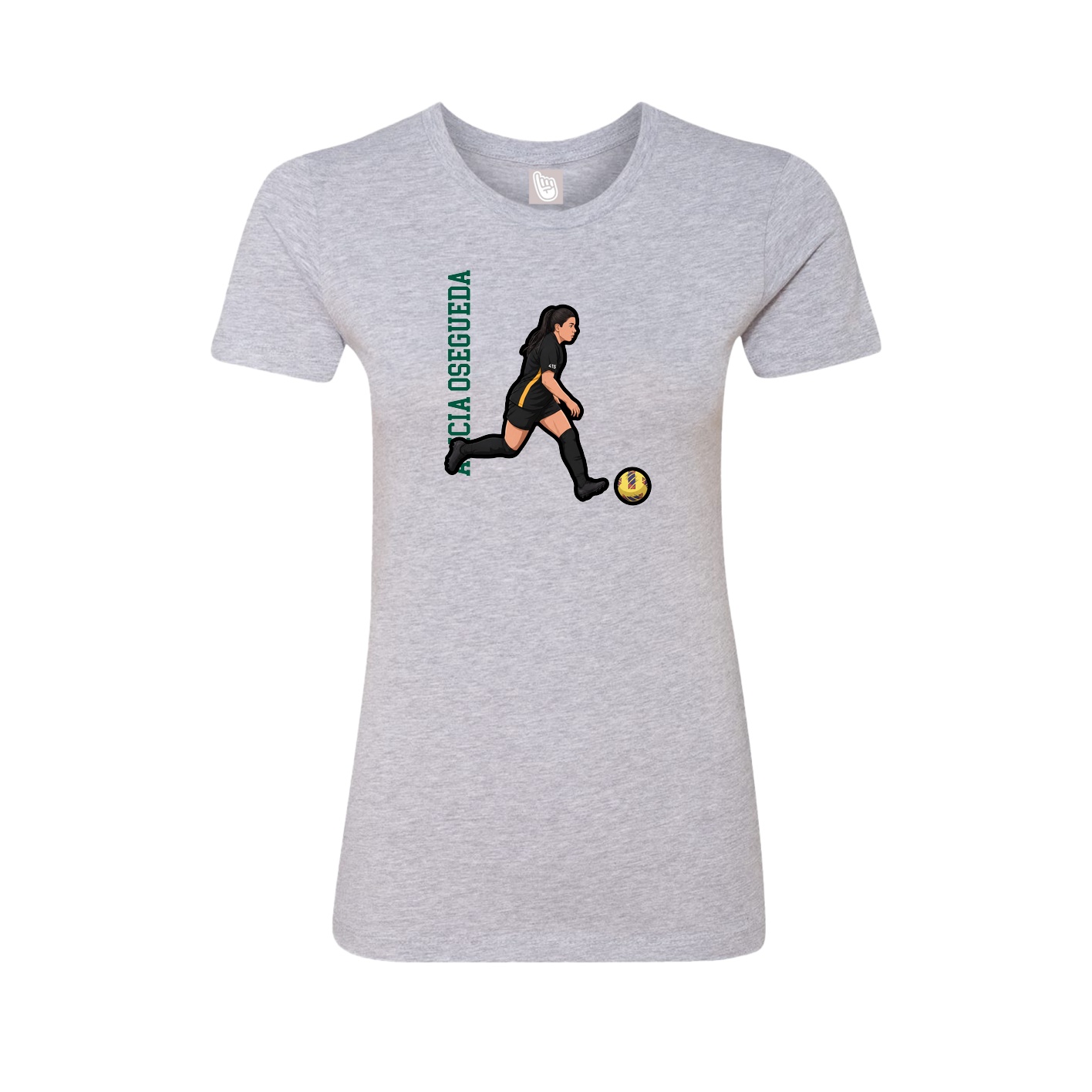 Fitted Women's Tee — Name Vertical in Grey