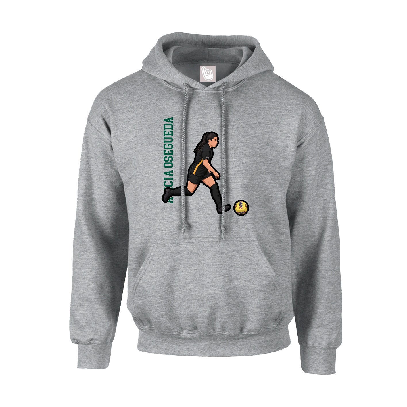 Hoodie — Name Vertical in Grey