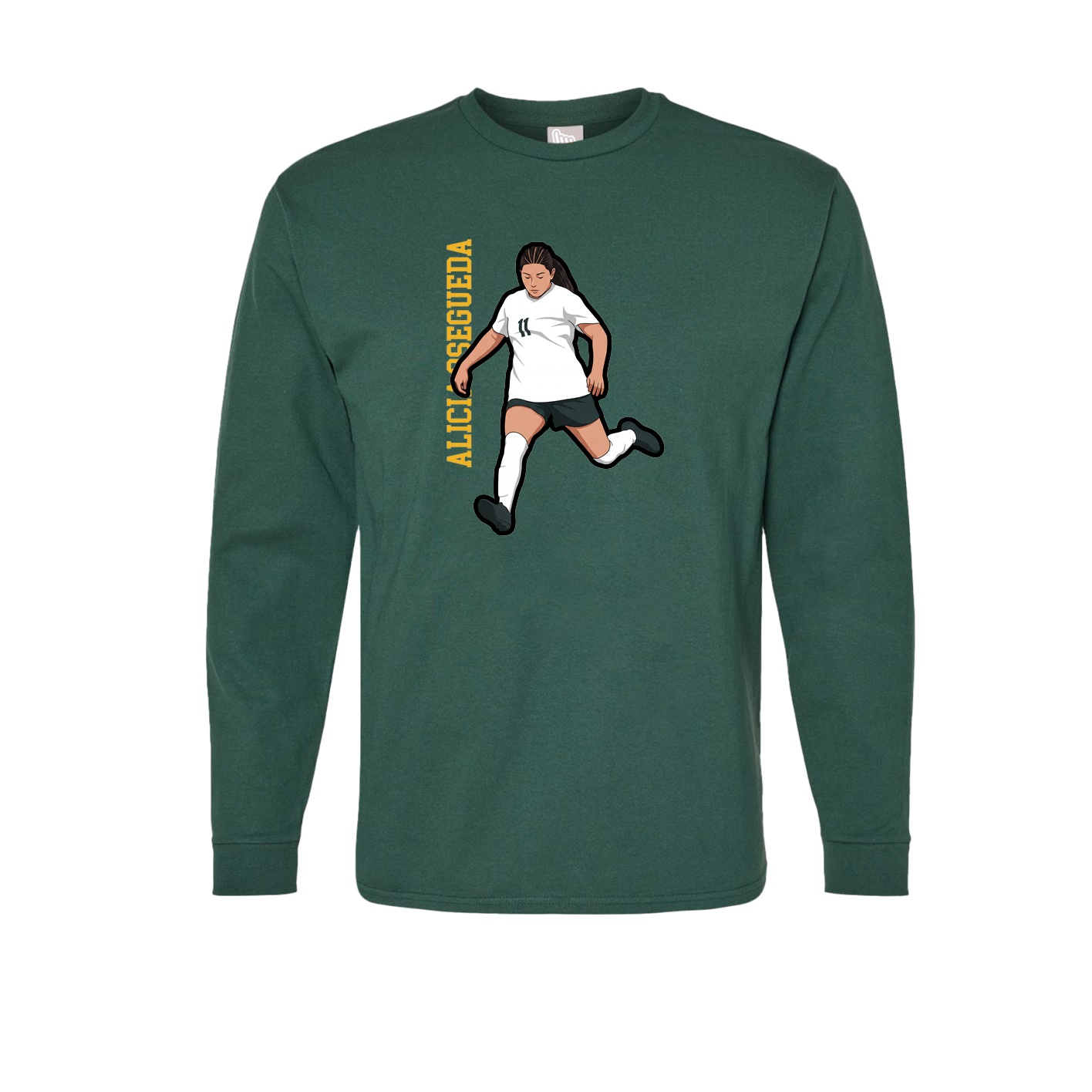 Long Sleeve Tee — Name Vertical in Green