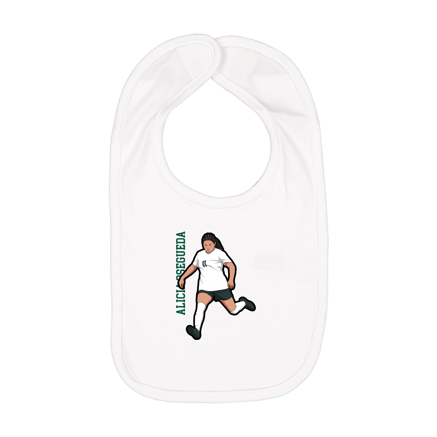 Infant Bib — Name Vertical in White