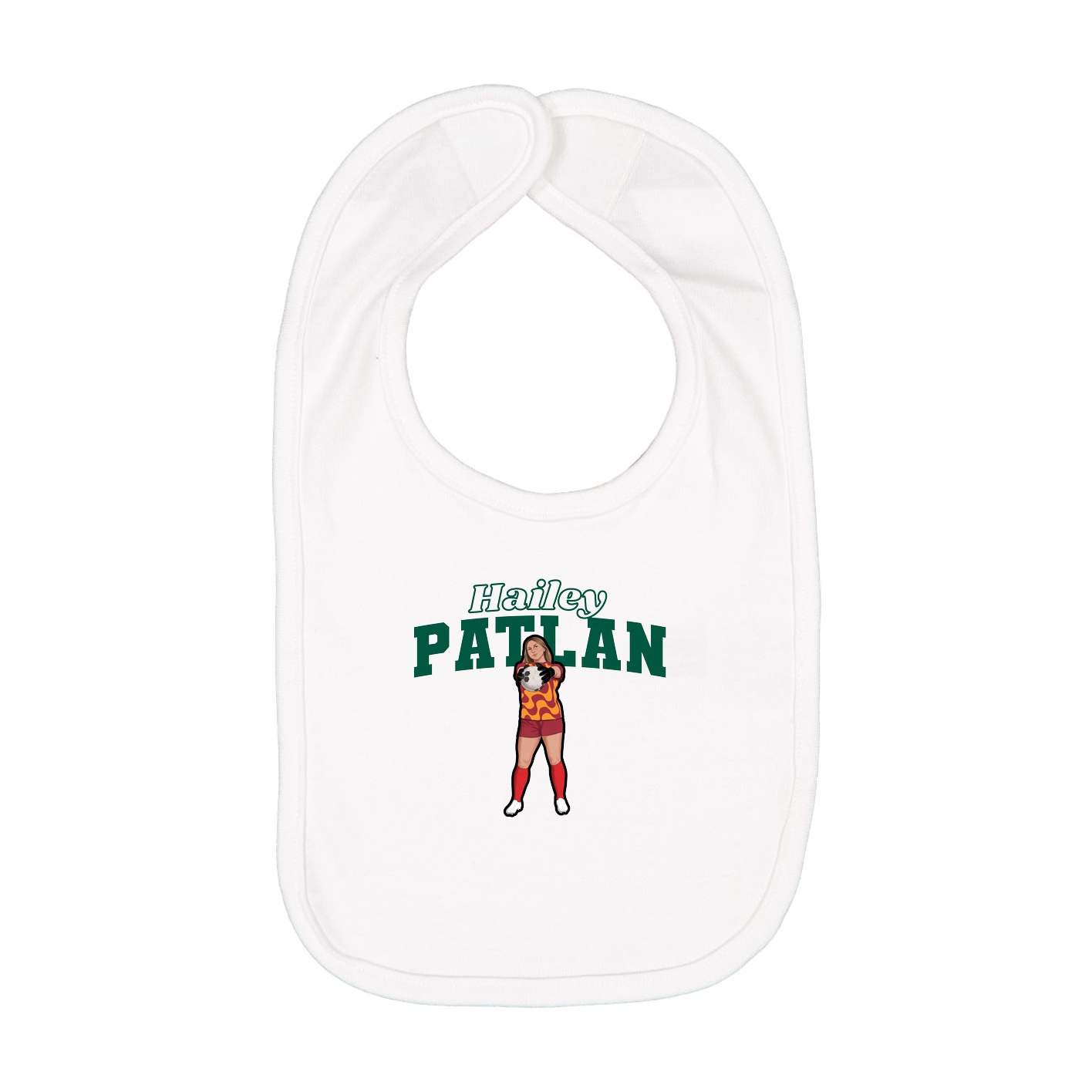 Infant Bib — Name Arch in White