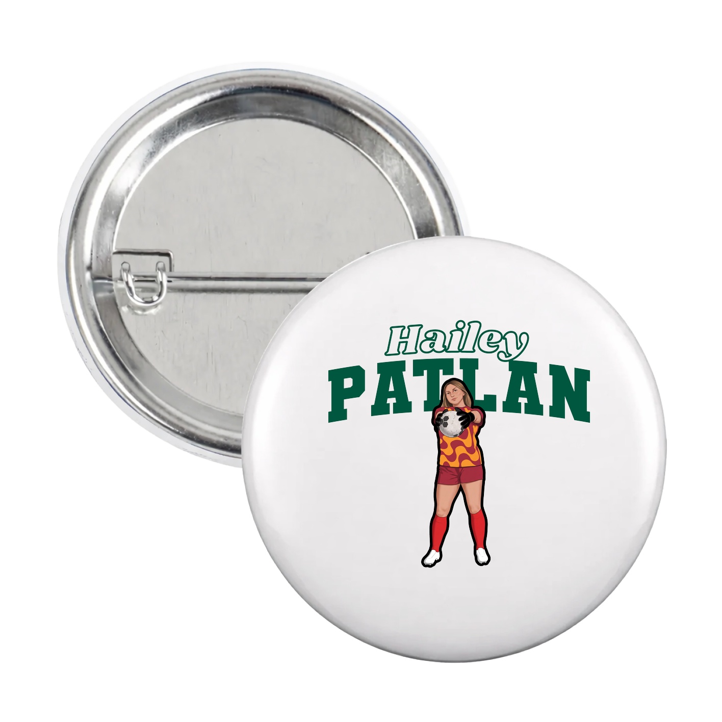 Game Day Button — Name Arch in White