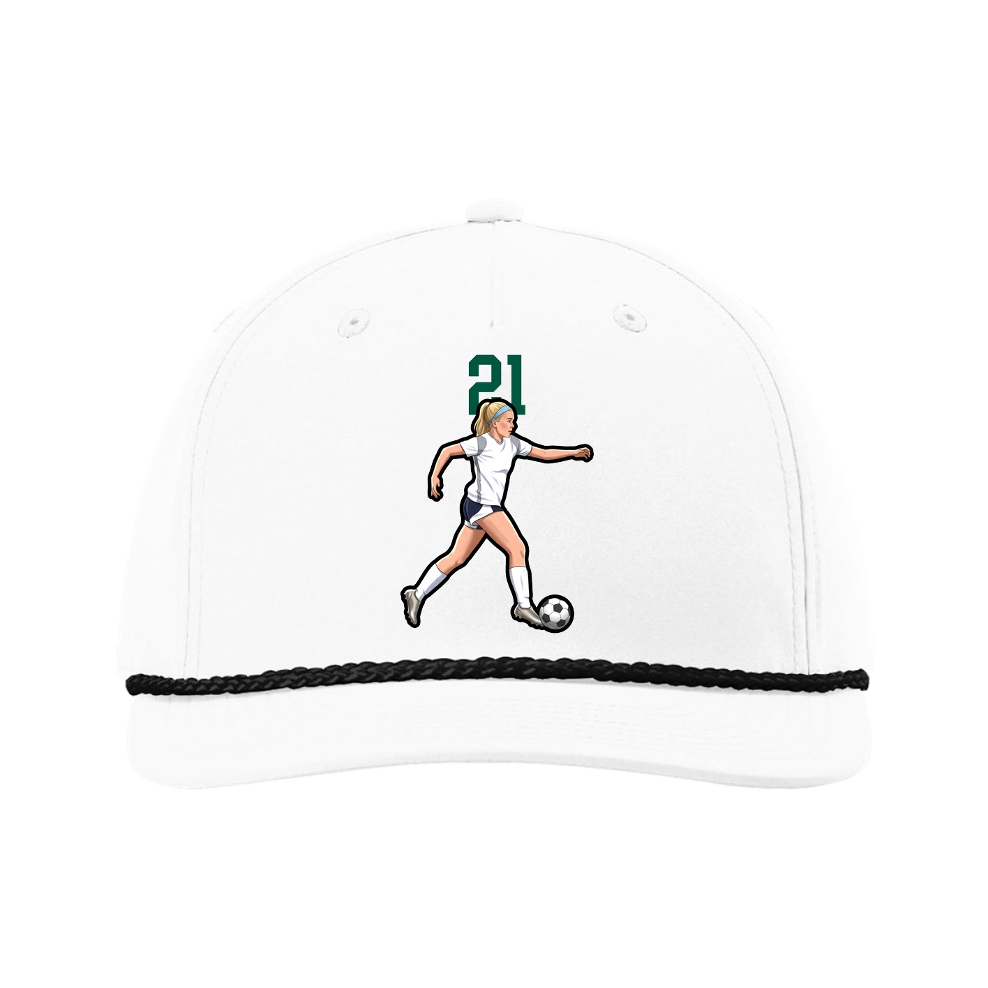Five-Panel Classic Rope Cap — Number Top in White