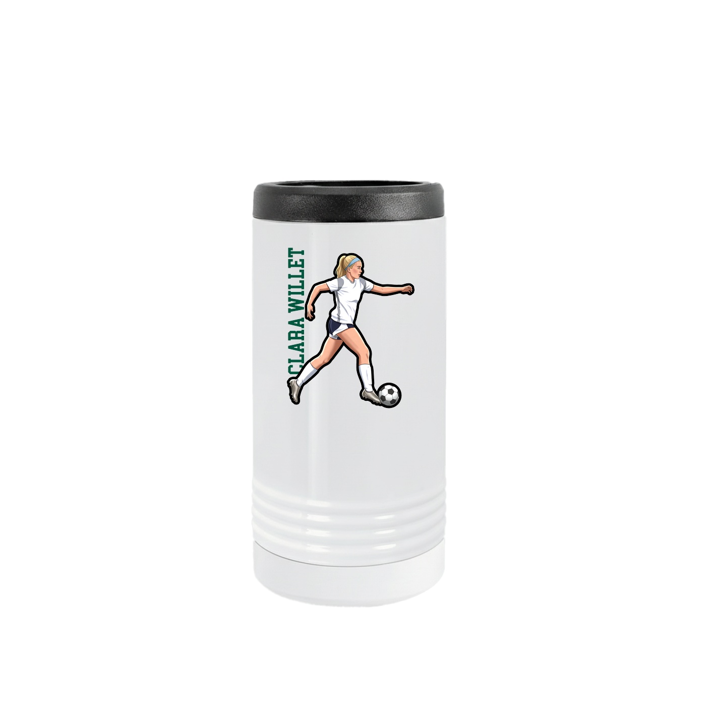 Slim Beverage Holder — Name Vertical in White