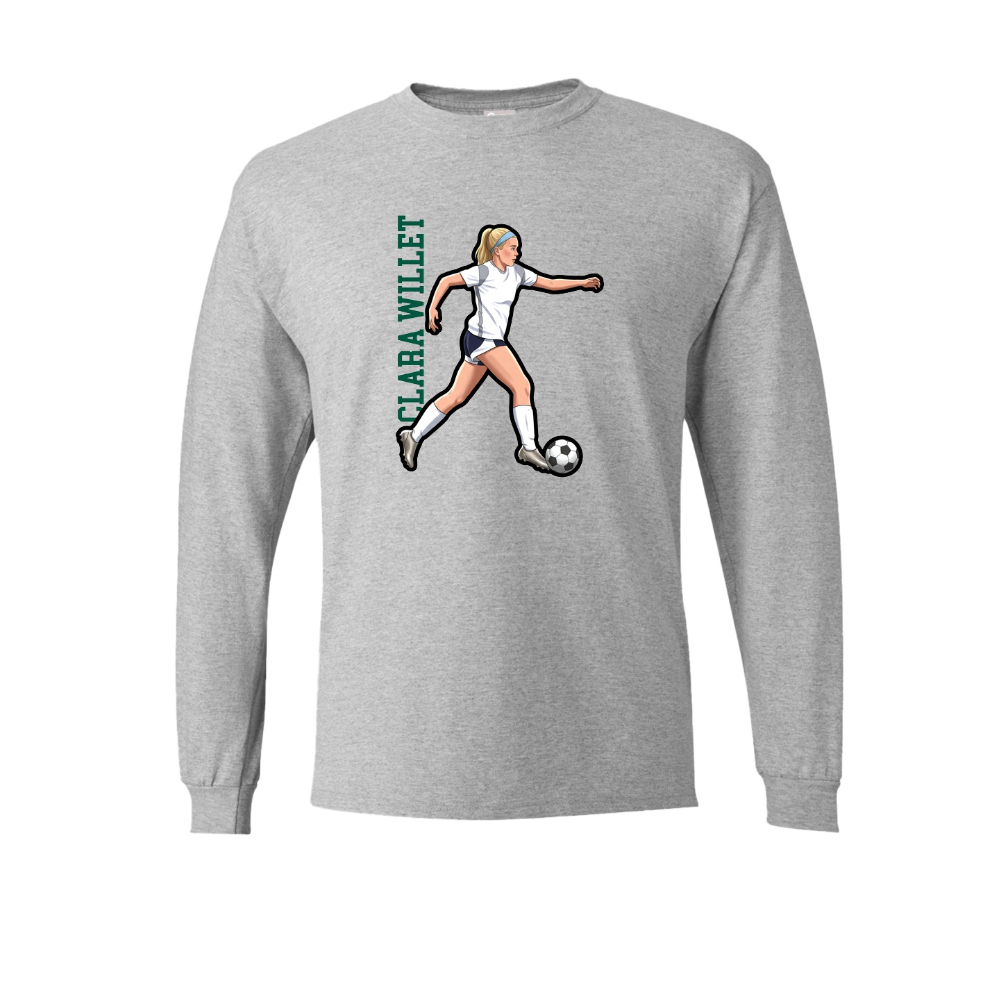 Long Sleeve Tee — Name Vertical in Grey