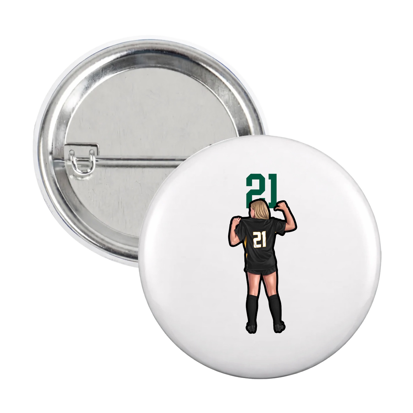 Game Day Button — Number Top in White