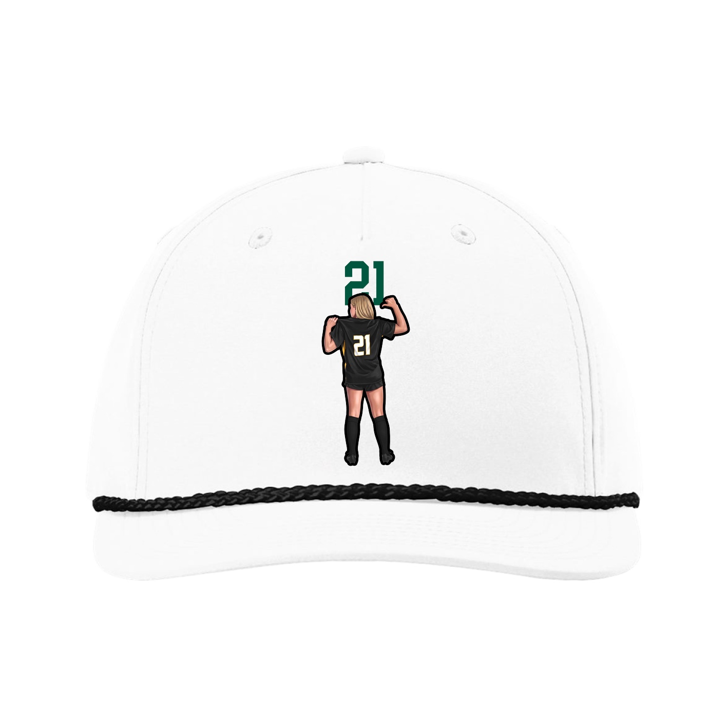 Five-Panel Classic Rope Cap — Number Top in White
