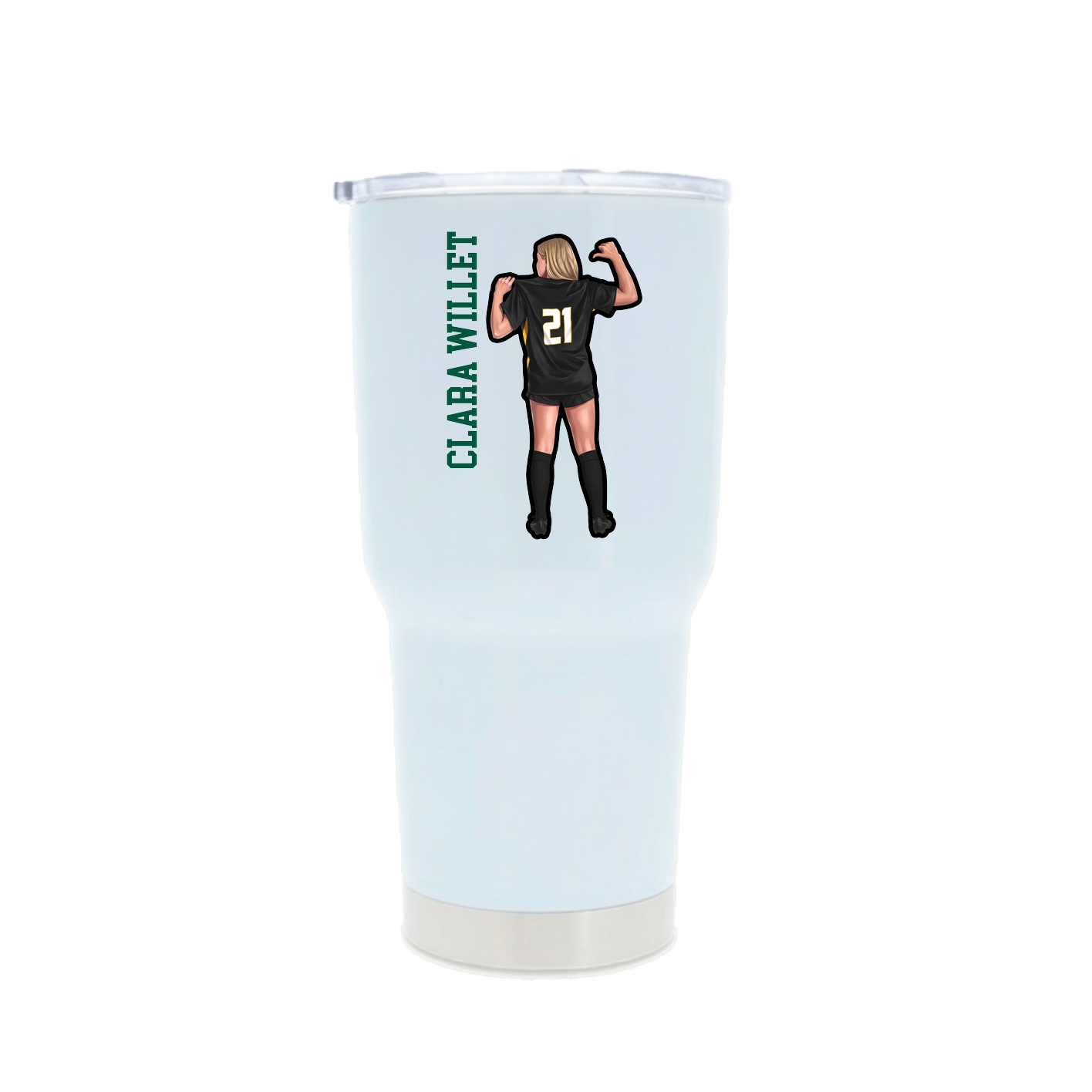 30oz Stainless Steel Tumbler — Name Vertical in White