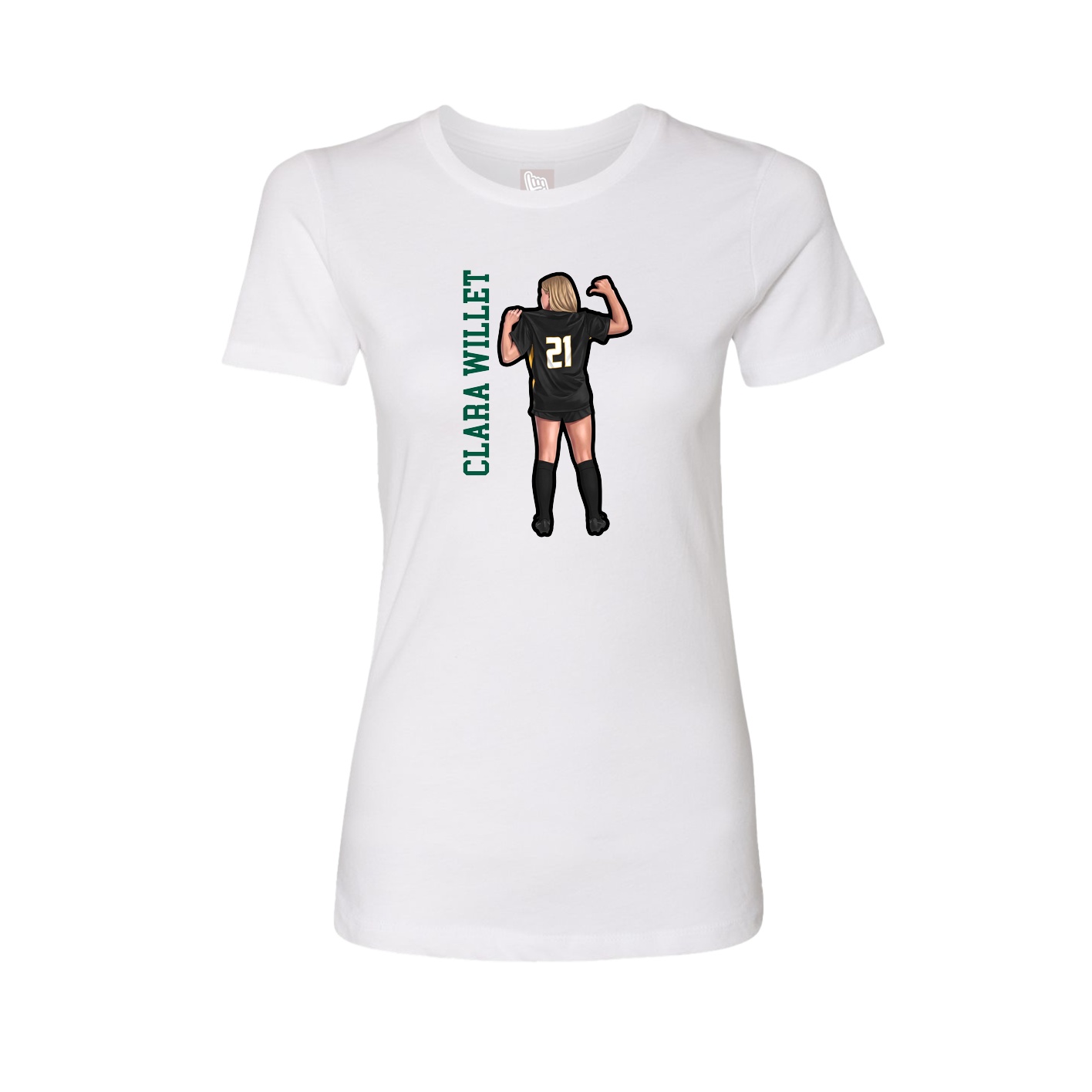 Fitted Women's Tee — Name Vertical in White