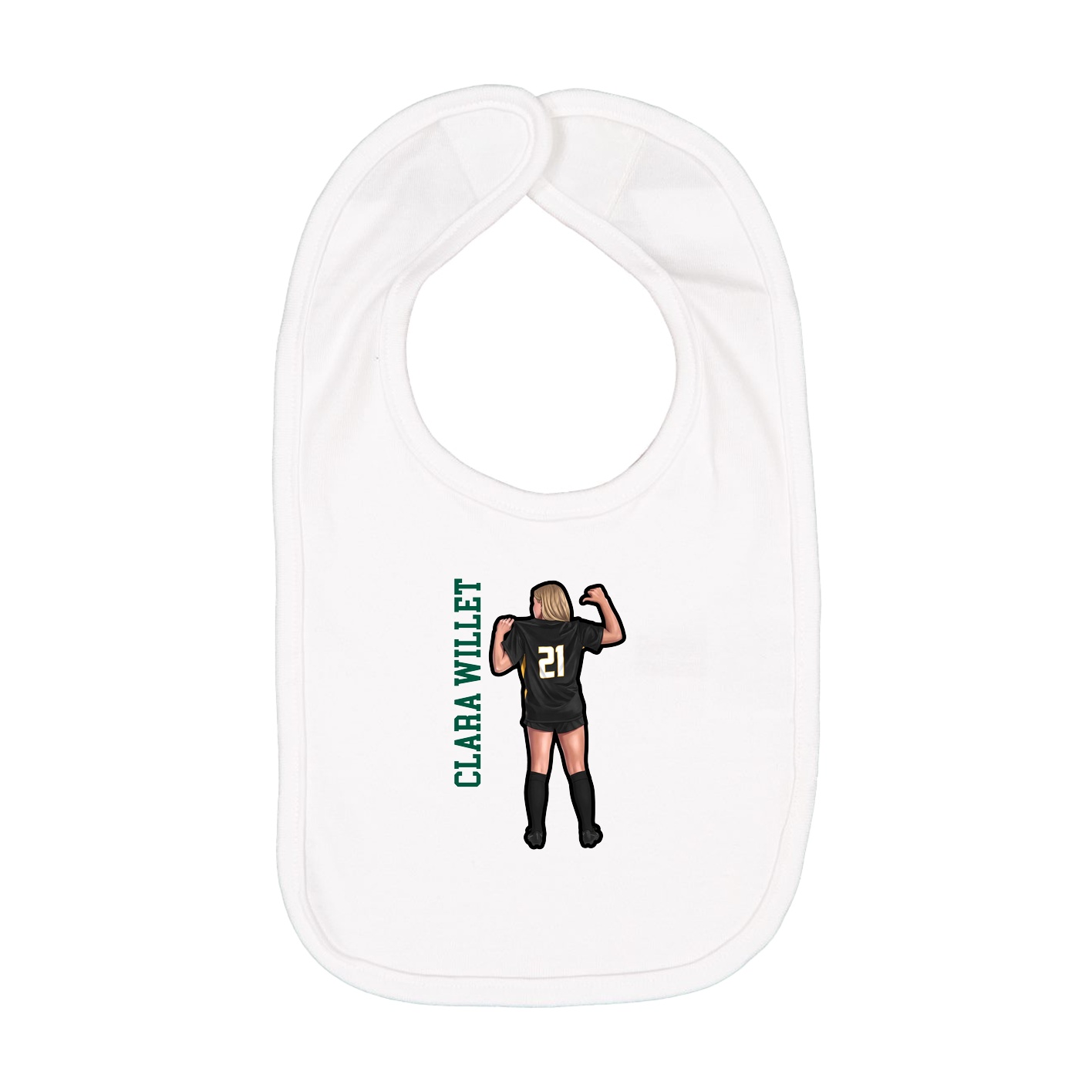 Infant Bib — Name Vertical in White