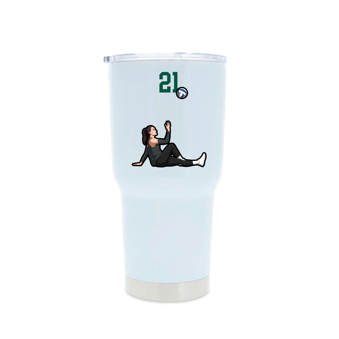 30oz Stainless Steel Tumbler — Number Top in White