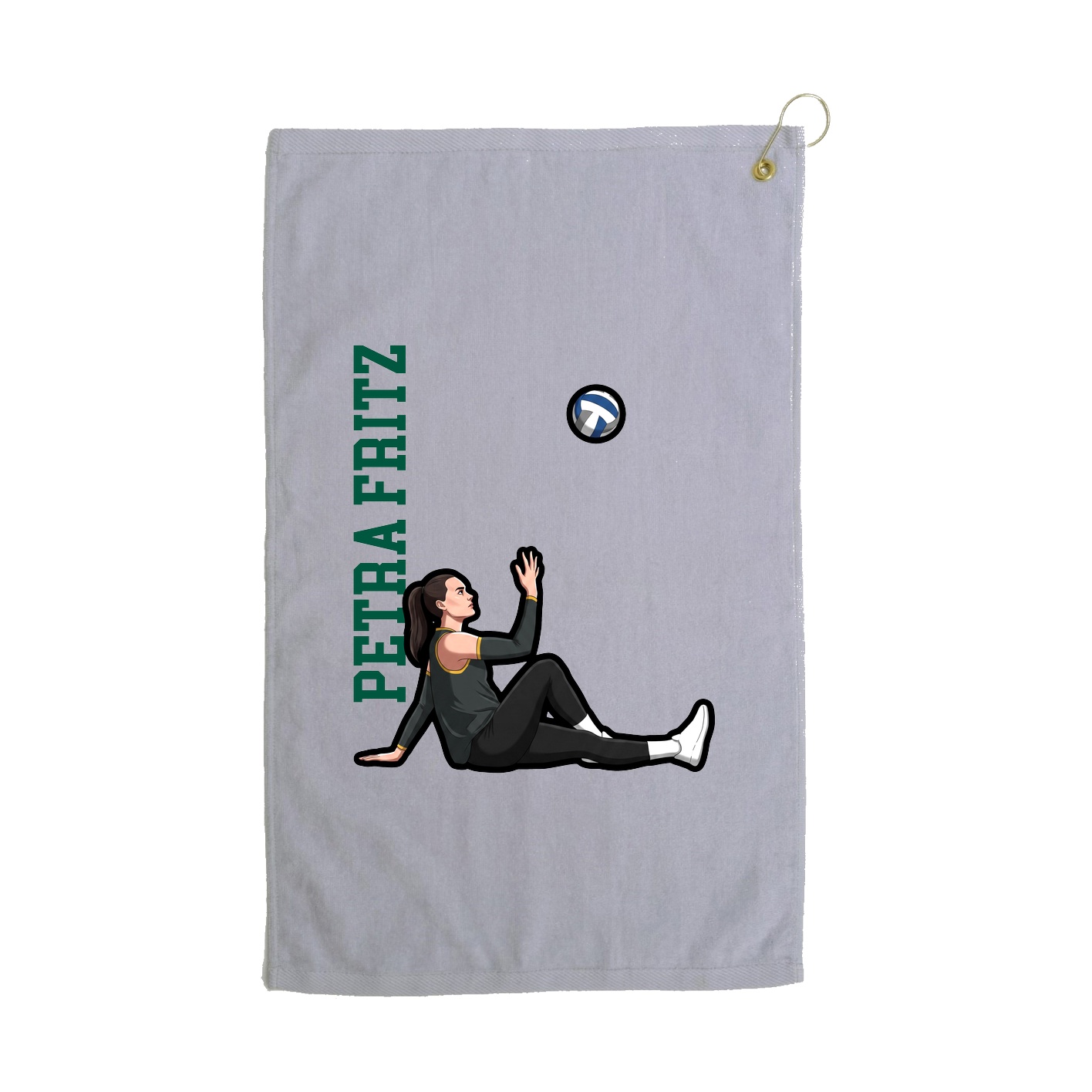 Golf Towel — Name Vertical in Grey