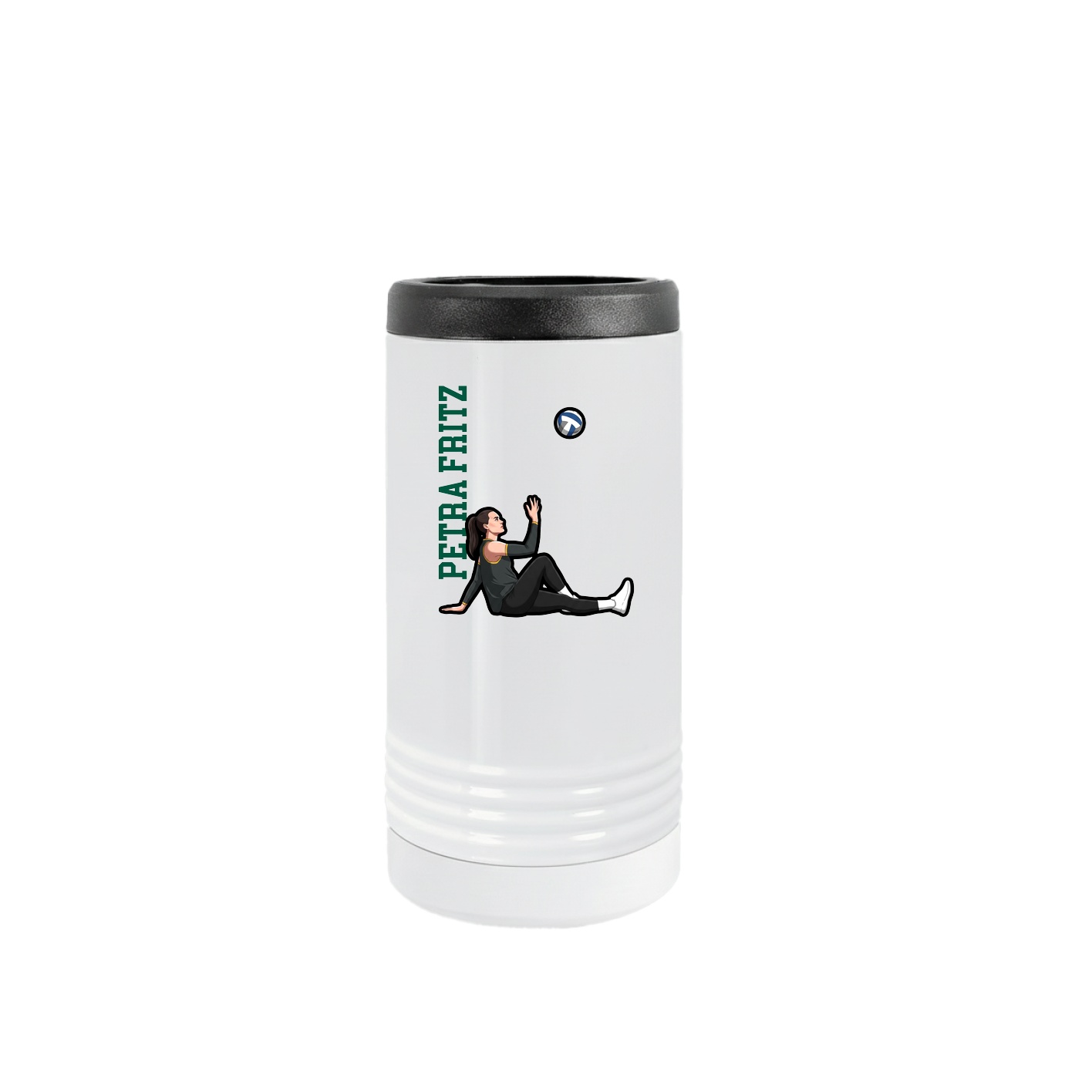 Slim Beverage Holder — Name Vertical in White