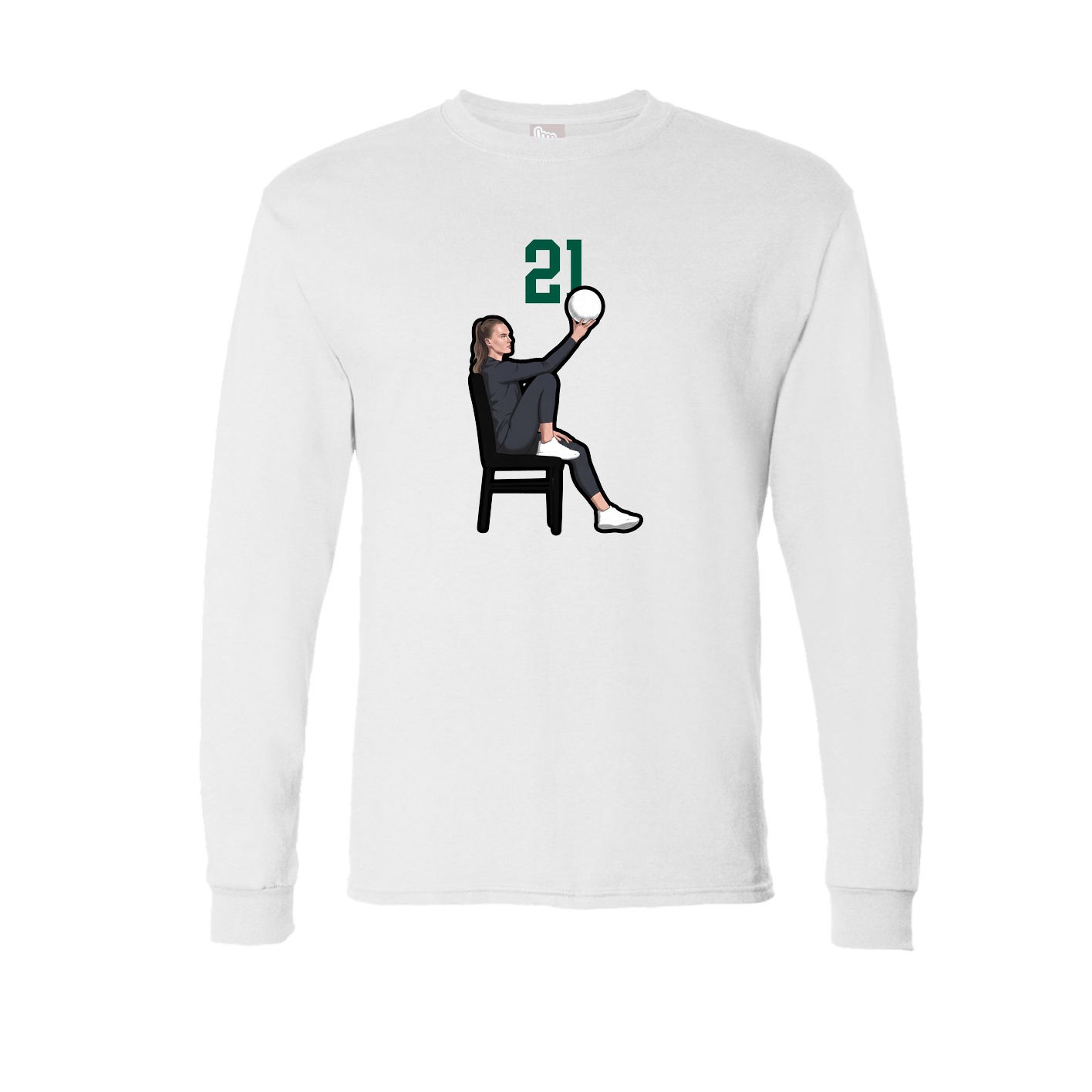 Long Sleeve Tee — Number Top in White