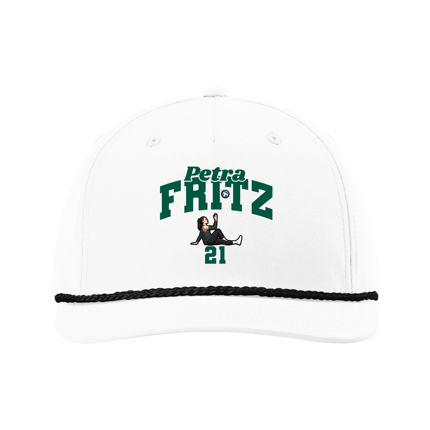Five-Panel Classic Rope Cap — Signature Arch in White