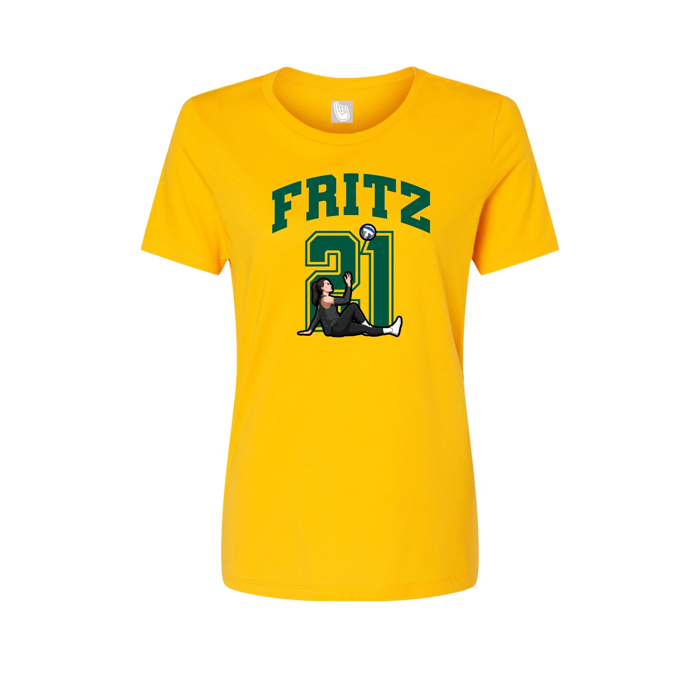 Fitted Women's Tee — Number in Gold