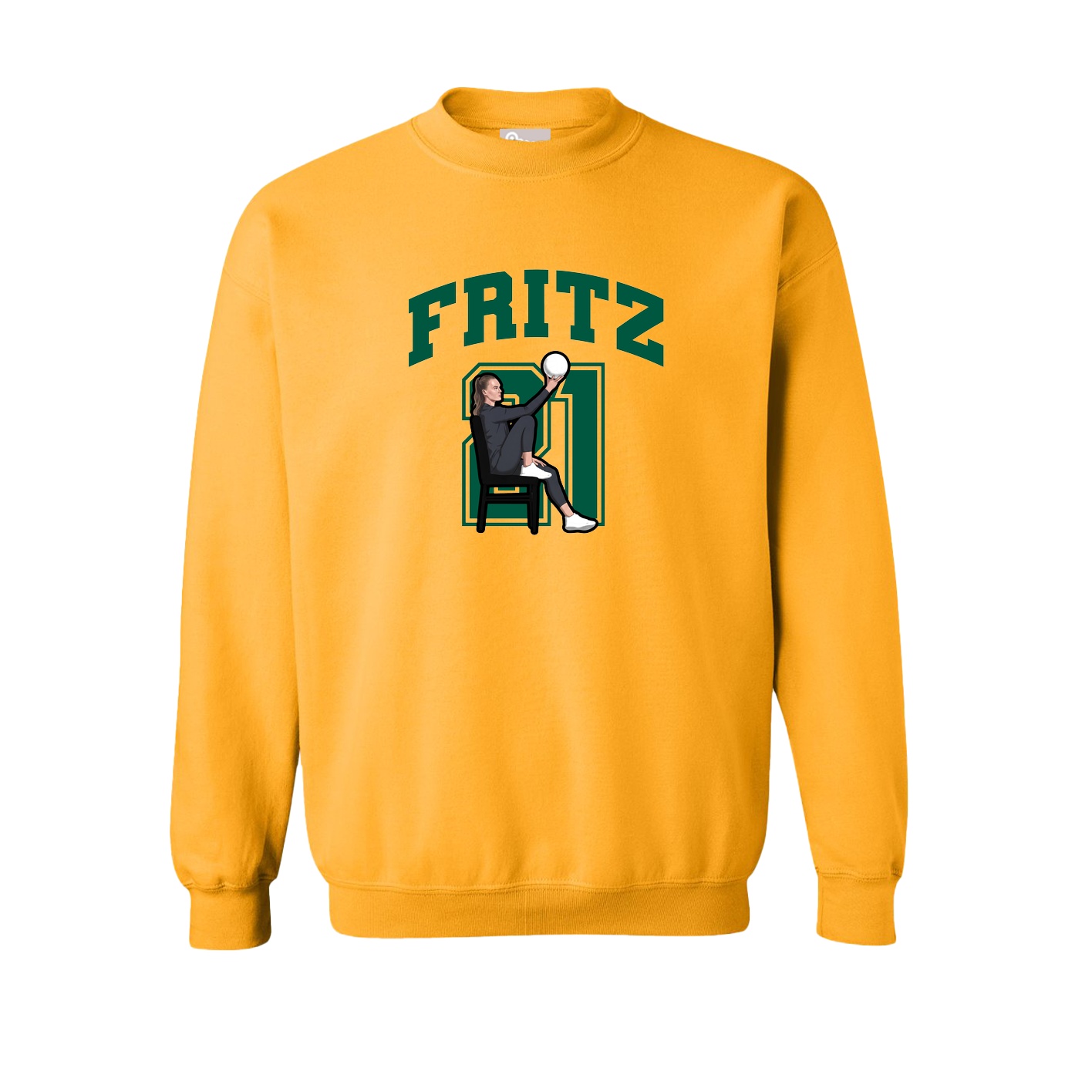 Fleece Crew — Number in Gold