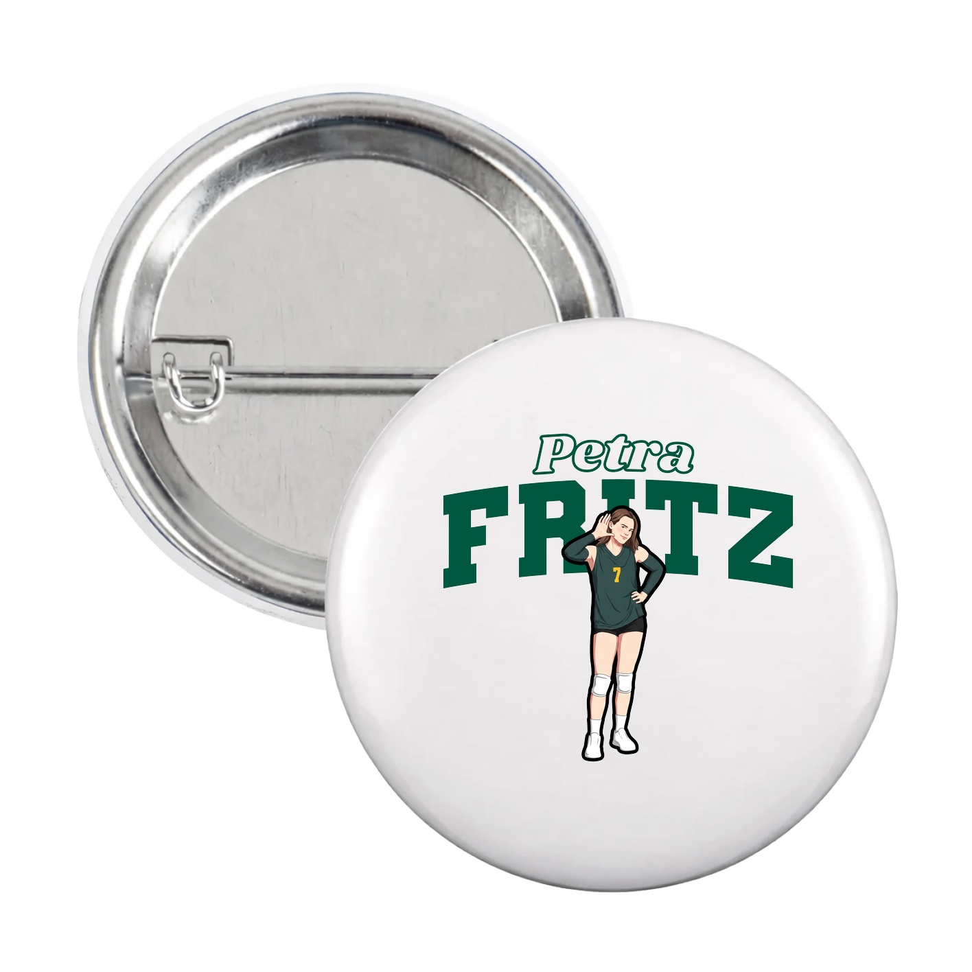 Game Day Button — Name Arch in White