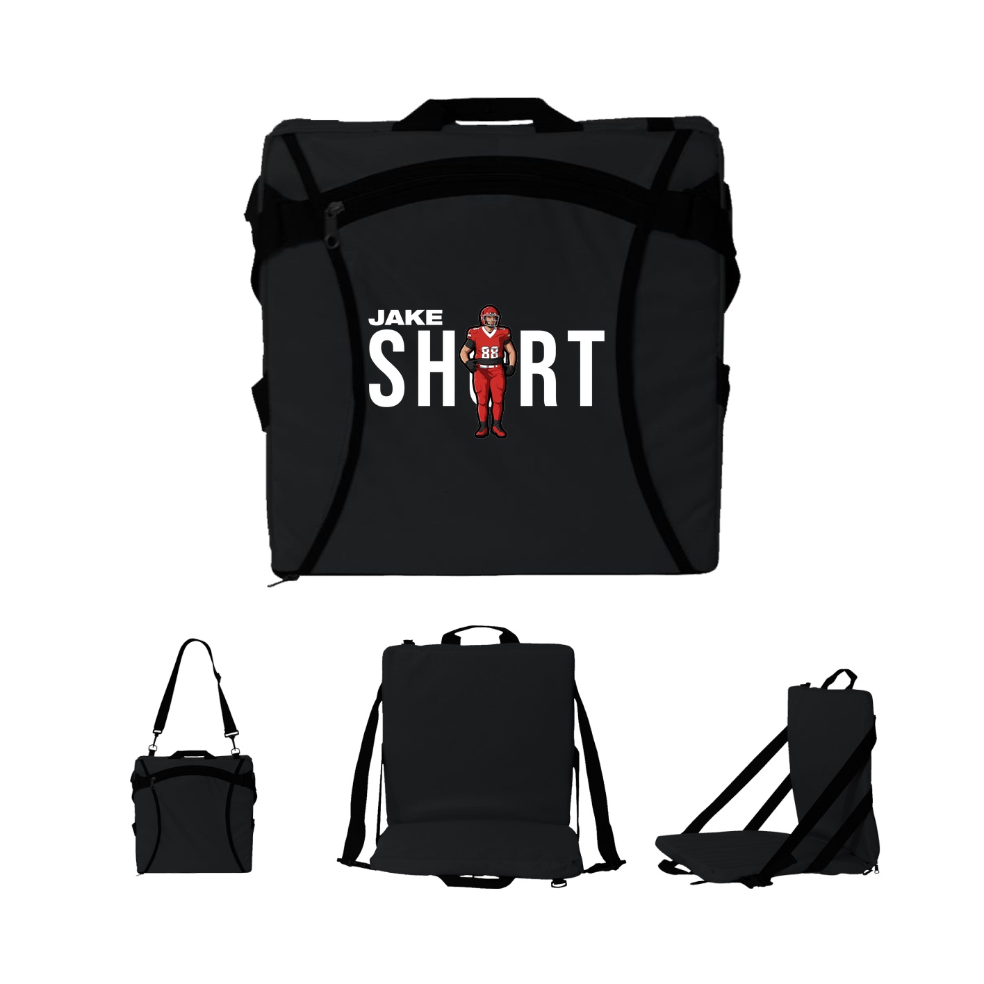 Folding Stadium Seat — Player Name in Black